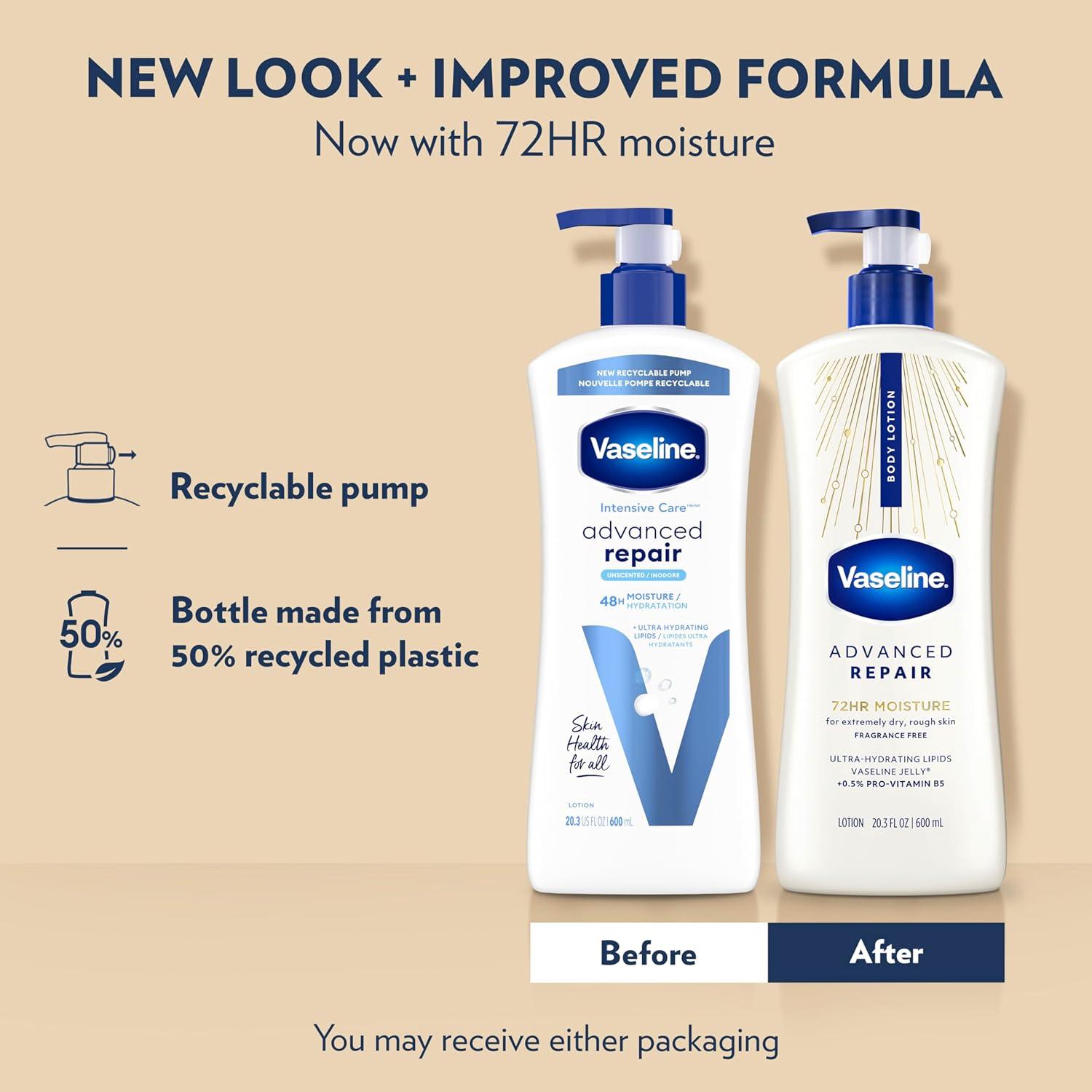 imageVaseline Advanced Repair Body Lotion Advanced Repair Unscented for Dry Skin Lotion Made with UltraHydrating Lipids and Vaseline Jelly That Repairs Extremely Dry Skin 203 Fl oz