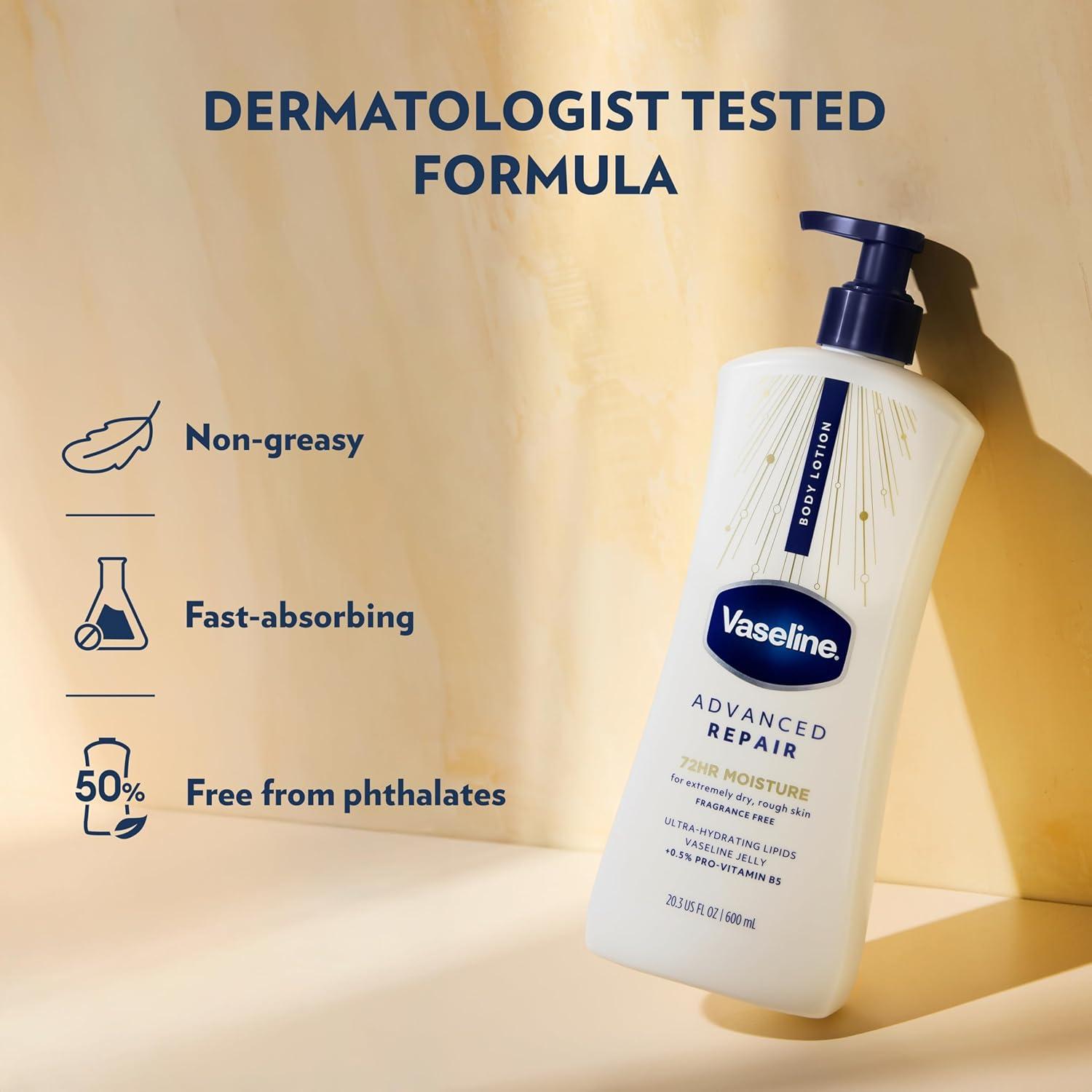 imageVaseline Advanced Repair Body Lotion Advanced Repair Unscented for Dry Skin Lotion Made with UltraHydrating Lipids and Vaseline Jelly That Repairs Extremely Dry Skin 203 Fl oz