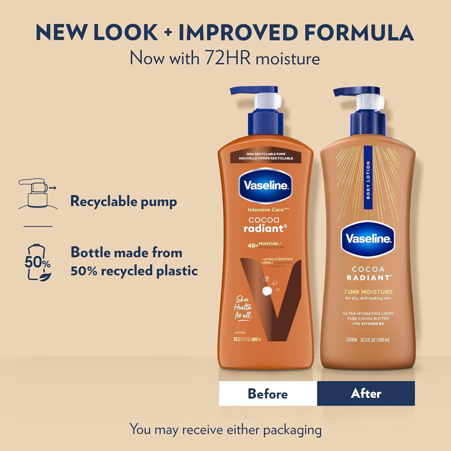 imageVaseline Cocoa Radiant Body Lotion Cocoa Radiant for Dry Skin Lotion Made with UltraHydrating Lipids and Pure Cocoa Butter for a LongLasting Radiant Glow 203 Fl oz203 Fl Oz Pack of 1