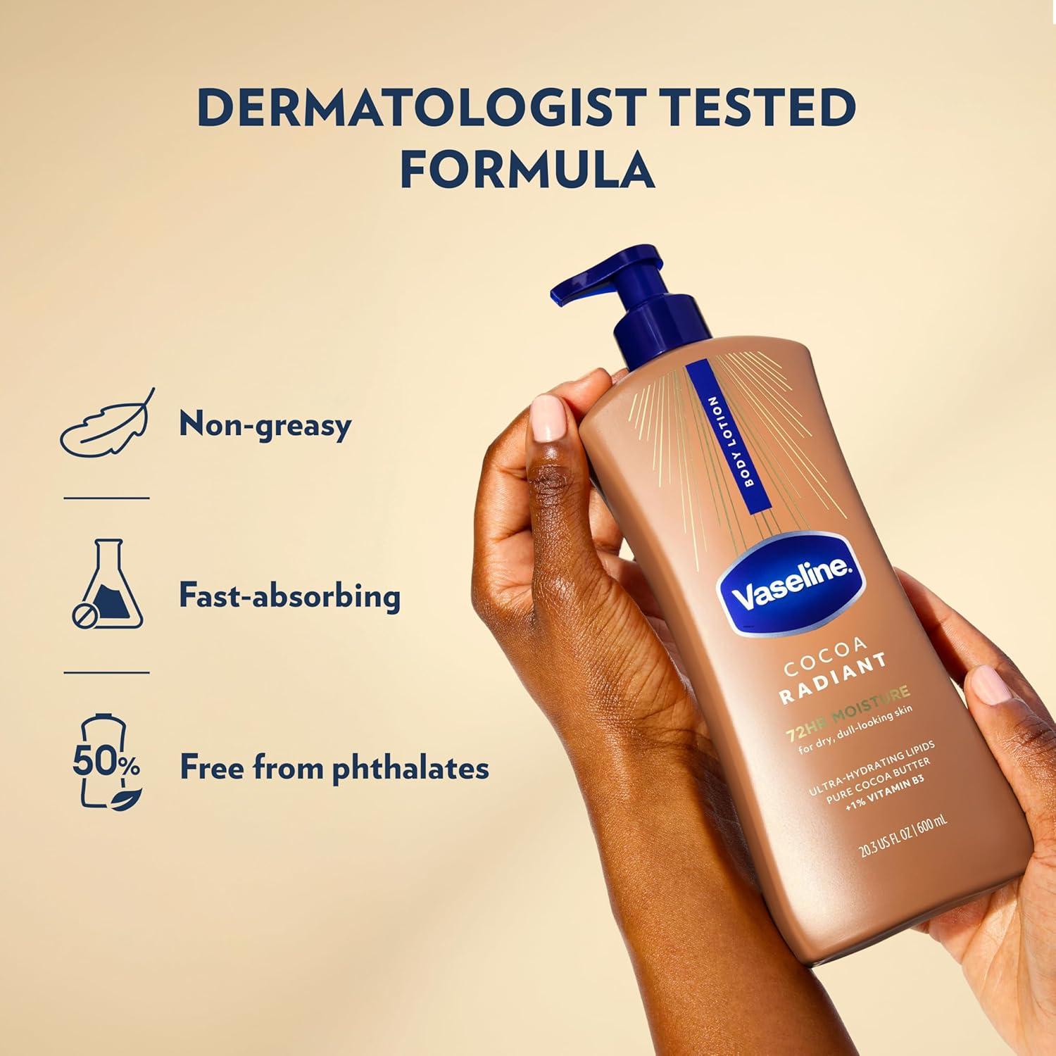imageVaseline Cocoa Radiant Body Lotion Cocoa Radiant for Dry Skin Lotion Made with UltraHydrating Lipids and Pure Cocoa Butter for a LongLasting Radiant Glow 203 Fl oz203 Fl Oz Pack of 1
