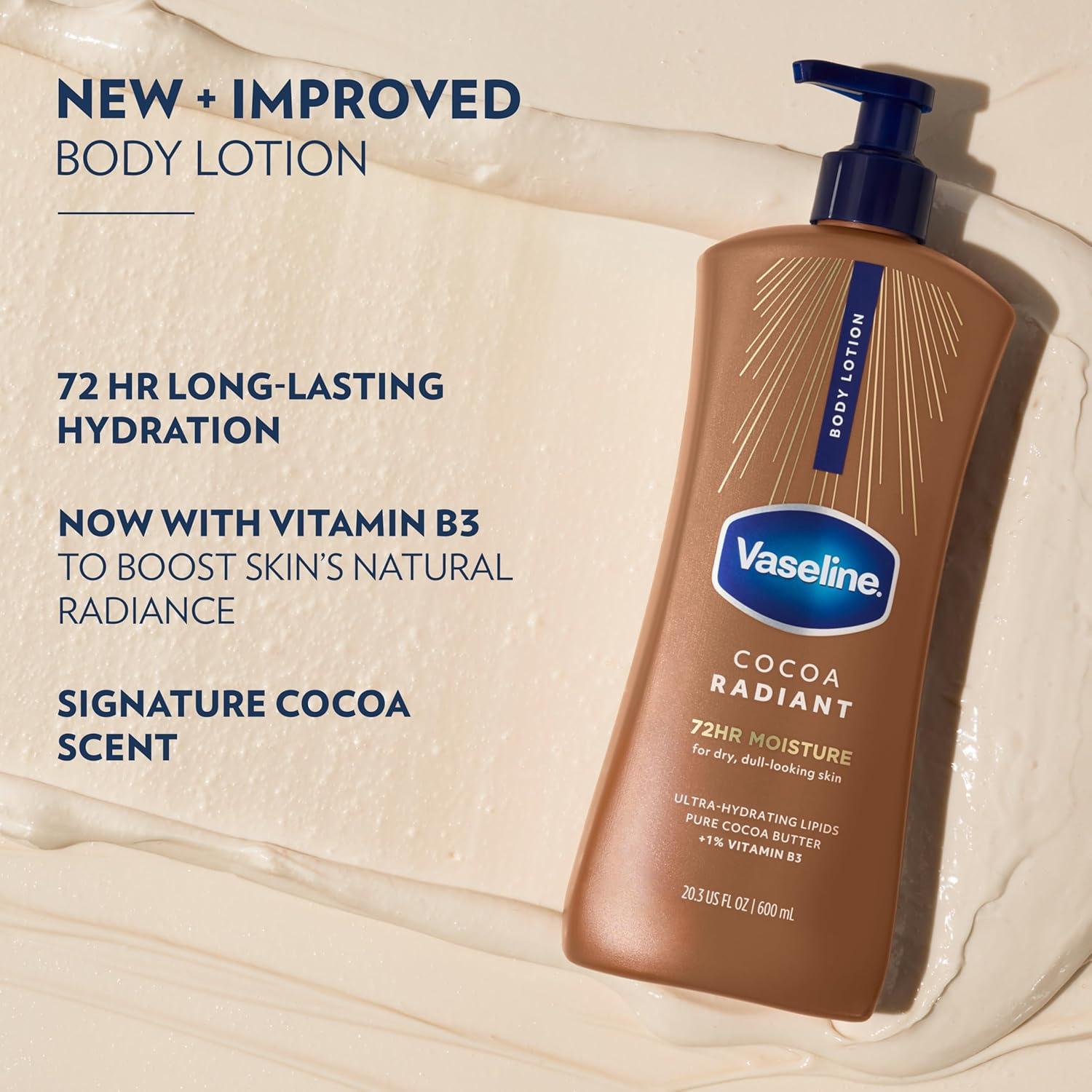 imageVaseline Cocoa Radiant Body Lotion Cocoa Radiant for Dry Skin Lotion Made with UltraHydrating Lipids and Pure Cocoa Butter for a LongLasting Radiant Glow 203 Fl oz203 Fl Oz Pack of 1