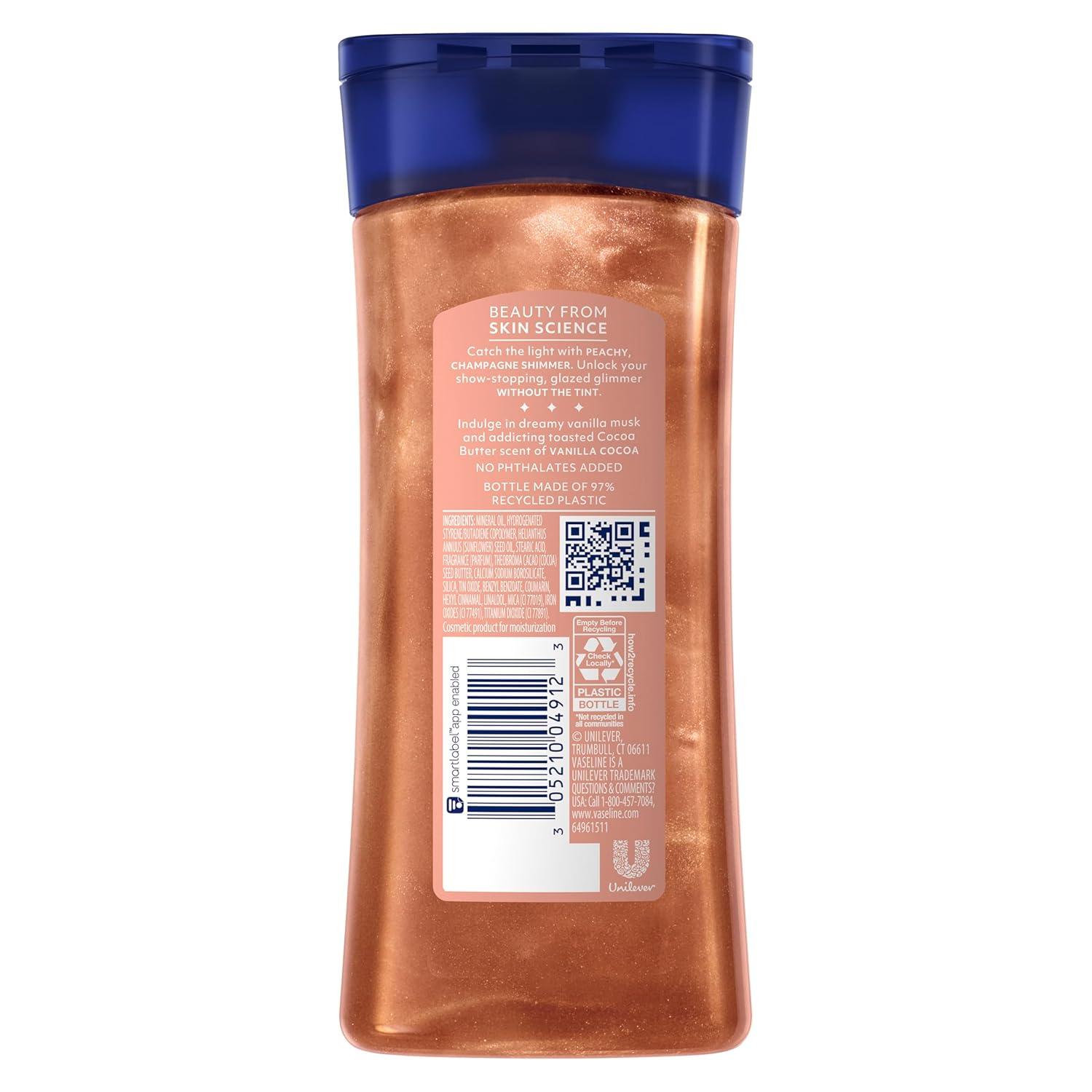 imageVaseline Glazed and Glisten Sunlit Glow Body Gel Oil Vanilla Cocoa Shimmering with UltraHydrating Lipids and 100 Pure Cocoa Butter 68 Oz