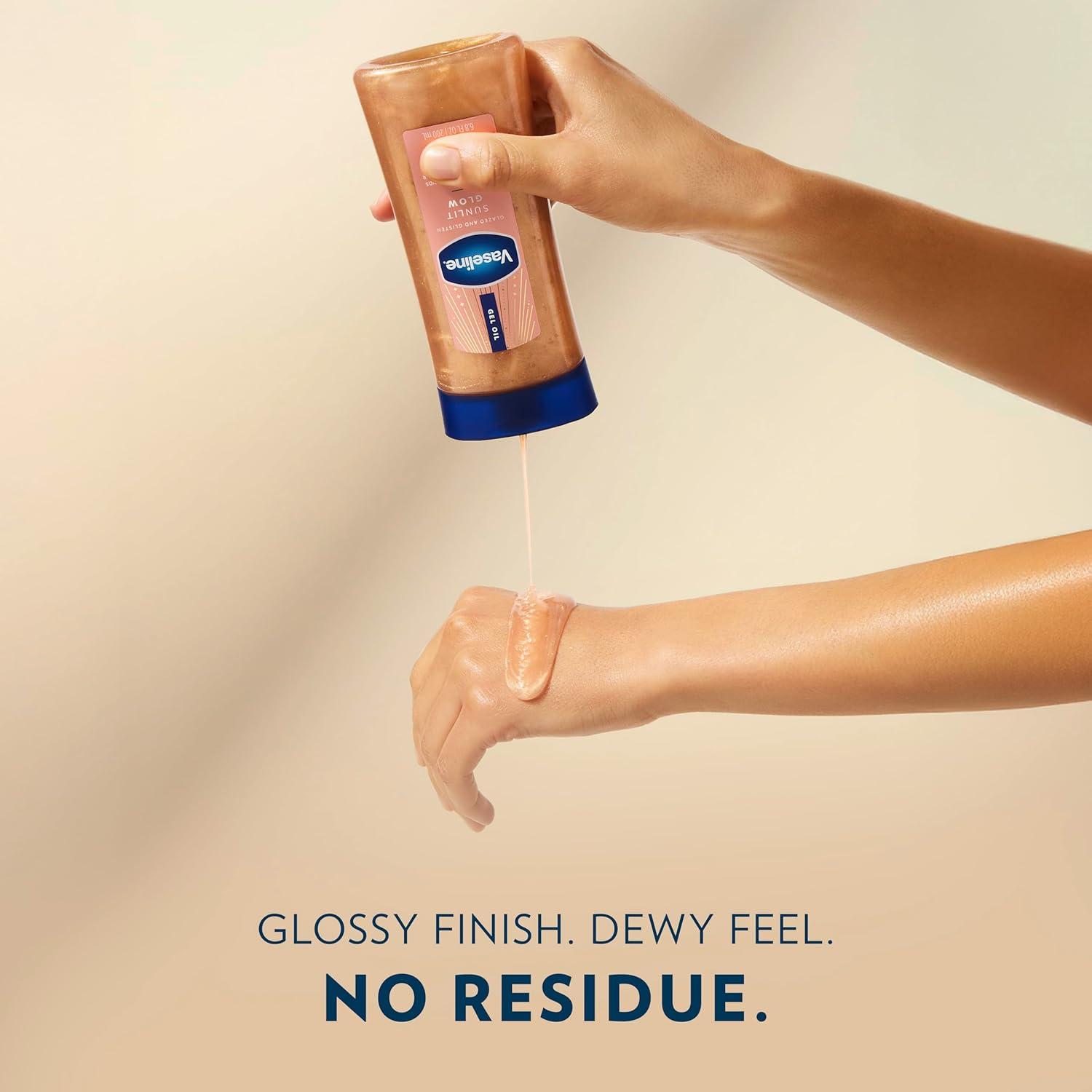 imageVaseline Glazed and Glisten Sunlit Glow Body Gel Oil Vanilla Cocoa Shimmering with UltraHydrating Lipids and 100 Pure Cocoa Butter 68 Oz