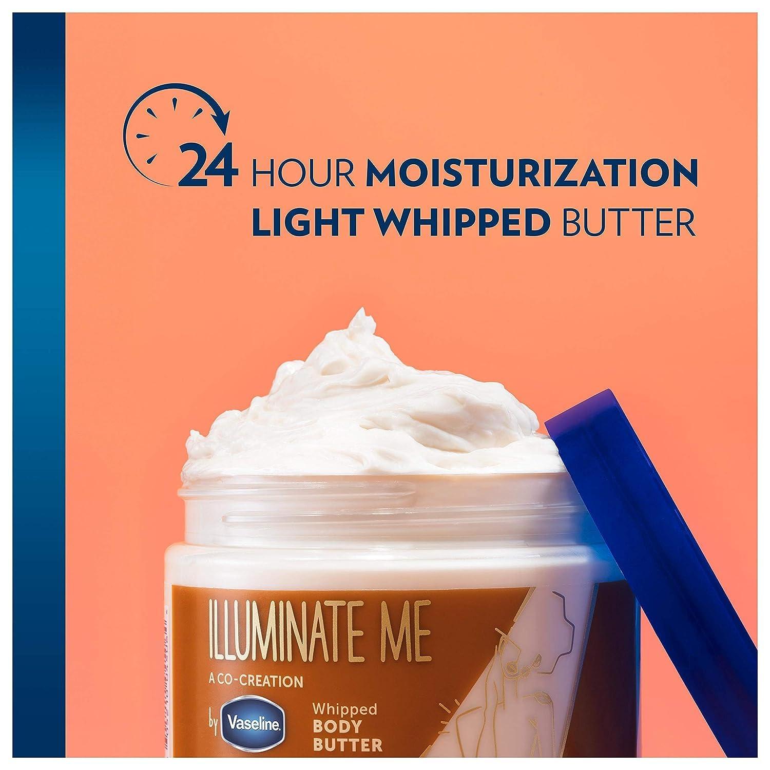 imageVaseline Illuminate Me Shea Butter Whipped Body Butter for Melanin Rich Skin Provides 24 Hour Moisturization for Dry Skin 11 oz183 Ounce Pack of 6