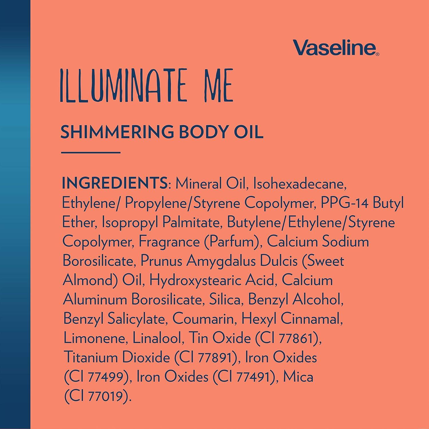 imageVaseline Illuminate Me Shimmering Body Oil Created for Melanin Rich Skin Illuminates Skin with Finishing Touch of Shimmer for Glowing Skin 33 oz33 Fl Oz Pack of 1
