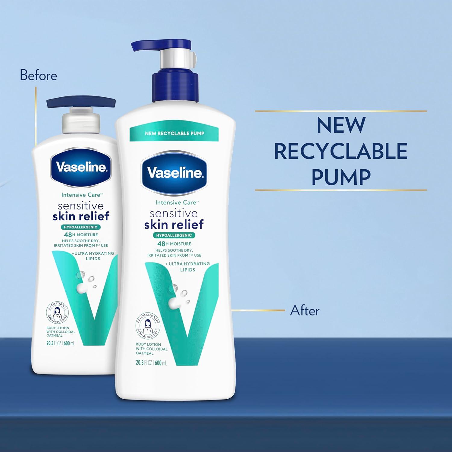 imageVaseline Intensive Care Body Lotion 4 Pack Sensitive Skin Relief For Dry Skin With Colloidal Oatmeal and UltraHydrating Lipids 203 oz
