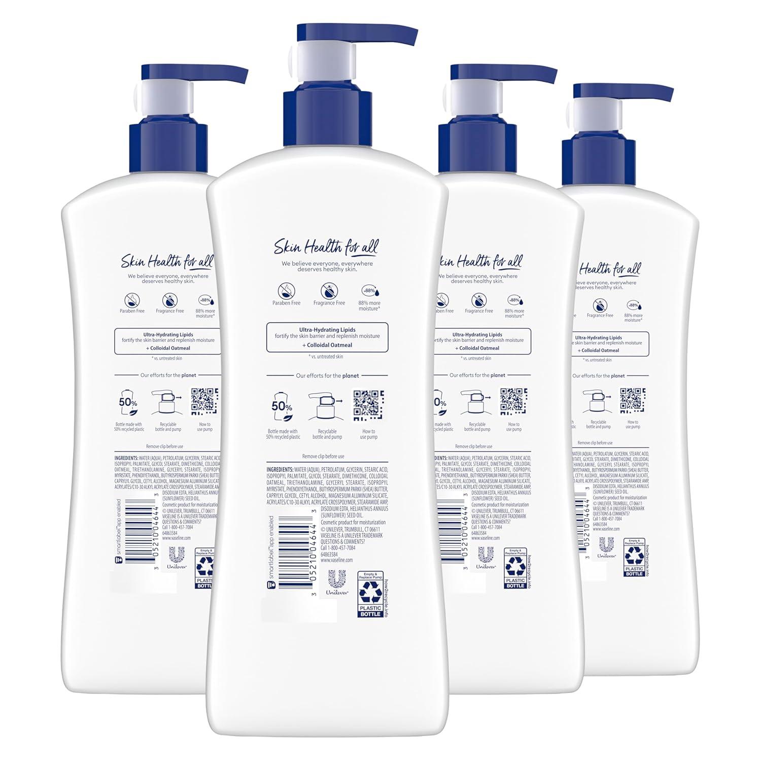 imageVaseline Intensive Care Body Lotion 4 Pack Sensitive Skin Relief For Dry Skin With Colloidal Oatmeal and UltraHydrating Lipids 203 oz