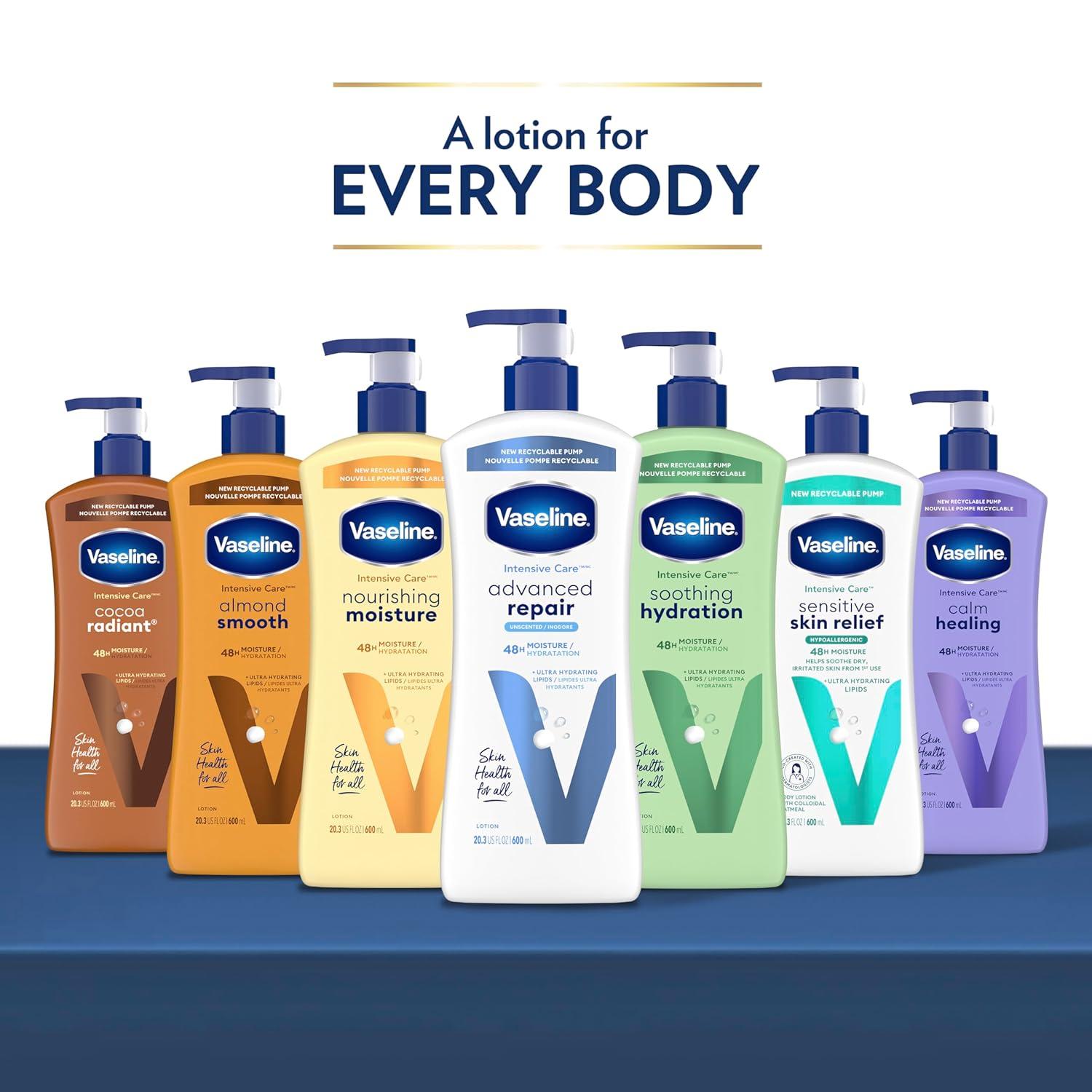 imageVaseline Intensive Care Body Lotion Advanced Repair Unscented for Dry Skin Lotion Made with UltraHydrating Lipids Vaseline Jelly to Repair Extremely Dry Skin 32 Fl oz