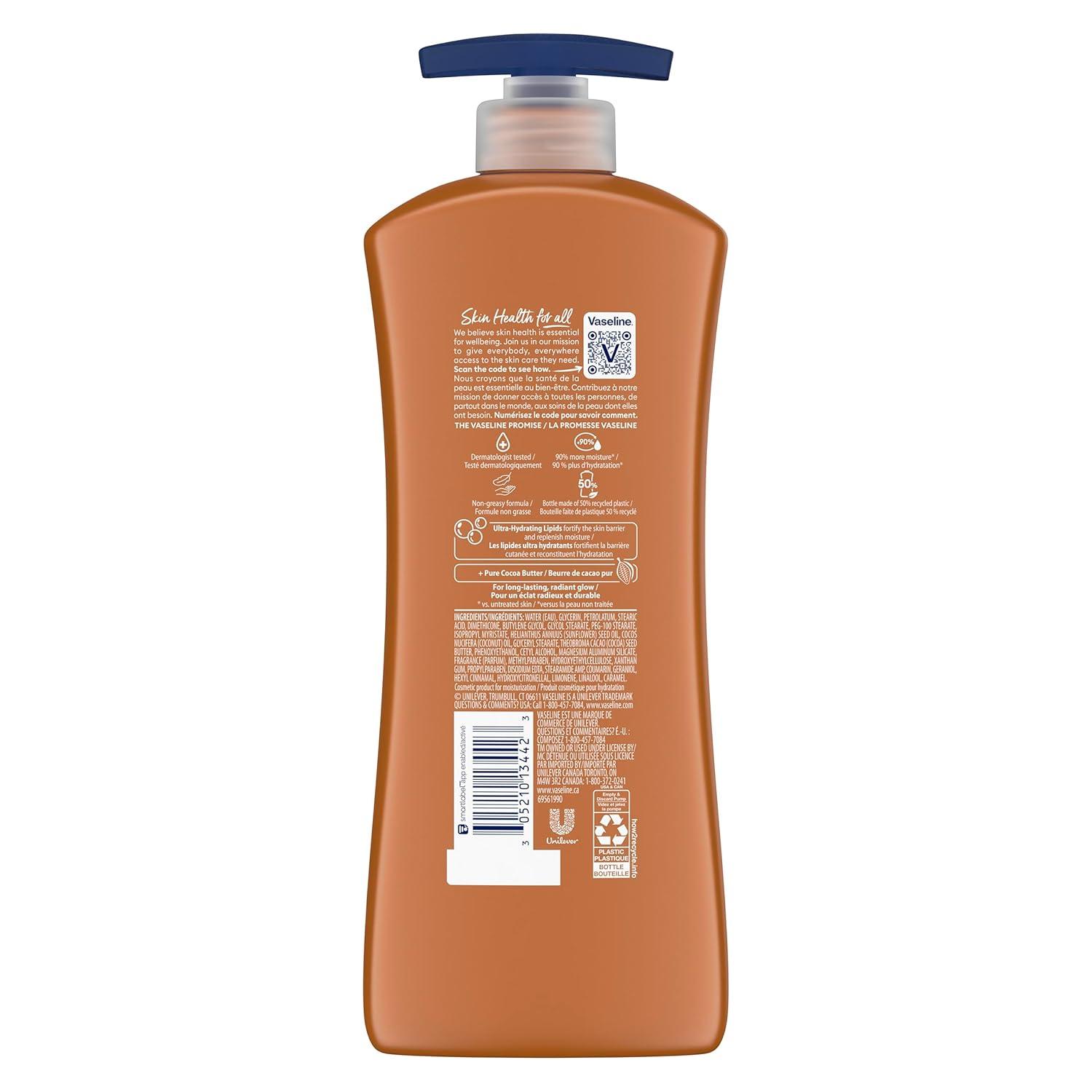 imageVaseline Intensive Care Body Lotion Cocoa Radiant 3 count for Dry Skin Lotion Made with UltraHydrating Lipids and Pure Cocoa Butter for a LongLasting Radiant Glow 203 Oz203 Fl Oz Pack of 4
