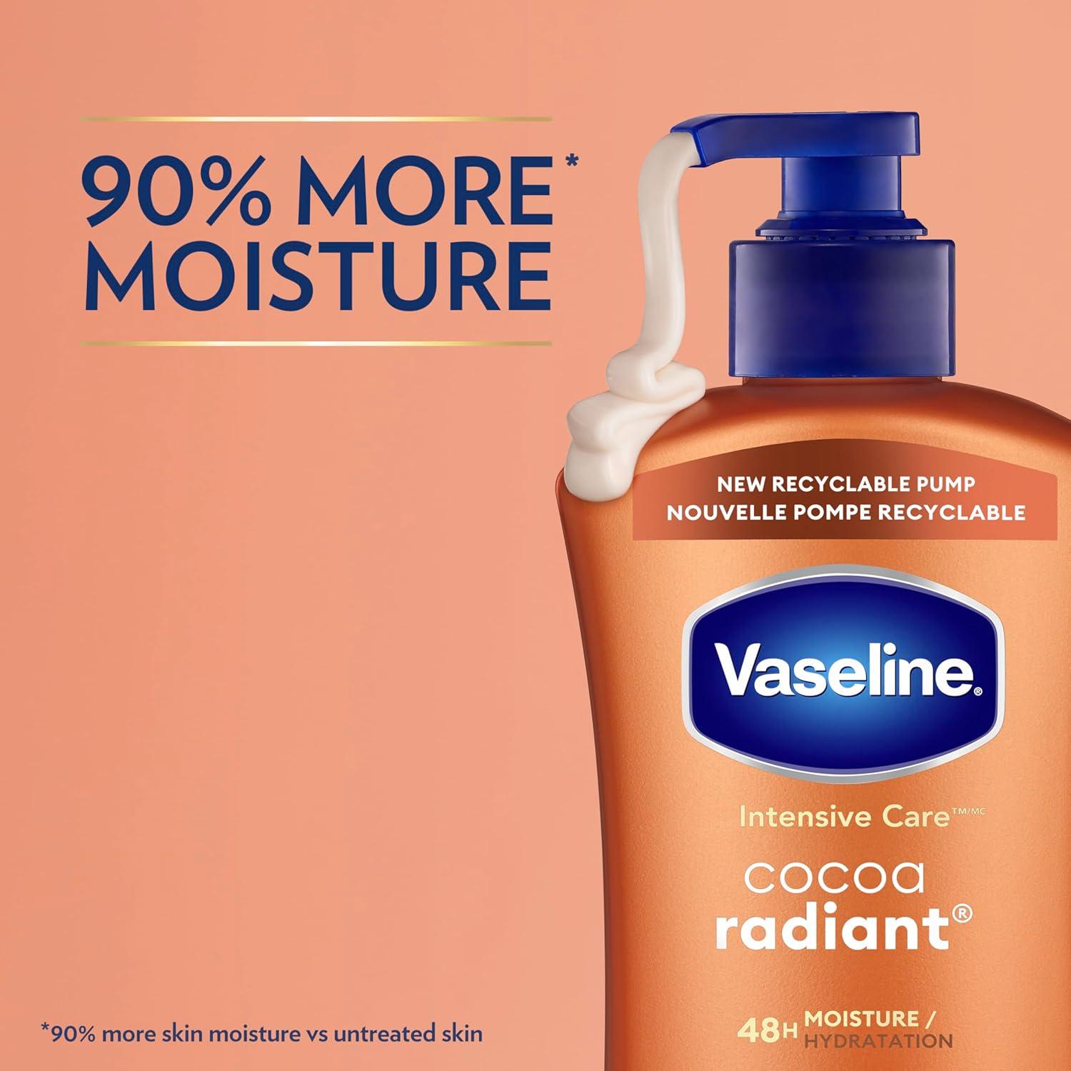 imageVaseline Intensive Care Body Lotion Cocoa Radiant 3 count for Dry Skin Lotion Made with UltraHydrating Lipids and Pure Cocoa Butter for a LongLasting Radiant Glow 203 Oz203 Fl Oz Pack of 3
