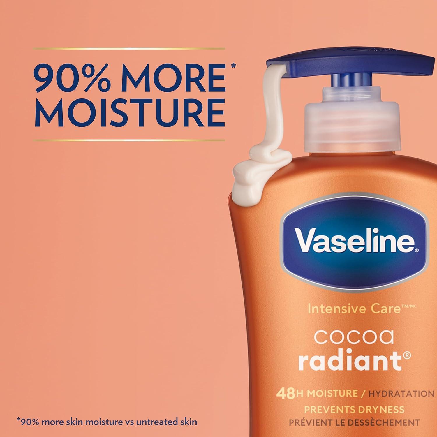imageVaseline Intensive Care Body Lotion Cocoa Radiant 3 count for Dry Skin Lotion Made with UltraHydrating Lipids and Pure Cocoa Butter for a LongLasting Radiant Glow 203 Oz203 Fl Oz Pack of 4