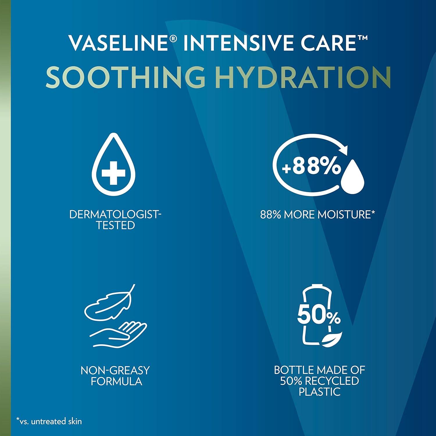 imageVaseline Intensive Care Body Lotion for Dry Skin Soothing Hydration Lotion Made with UltraHydrating Lipids 1 Aloe Vera Extract to Refresh Dehydrated Skin 203 oz Pack of 3 packaging May Vary203 Fl Oz Pack of 4