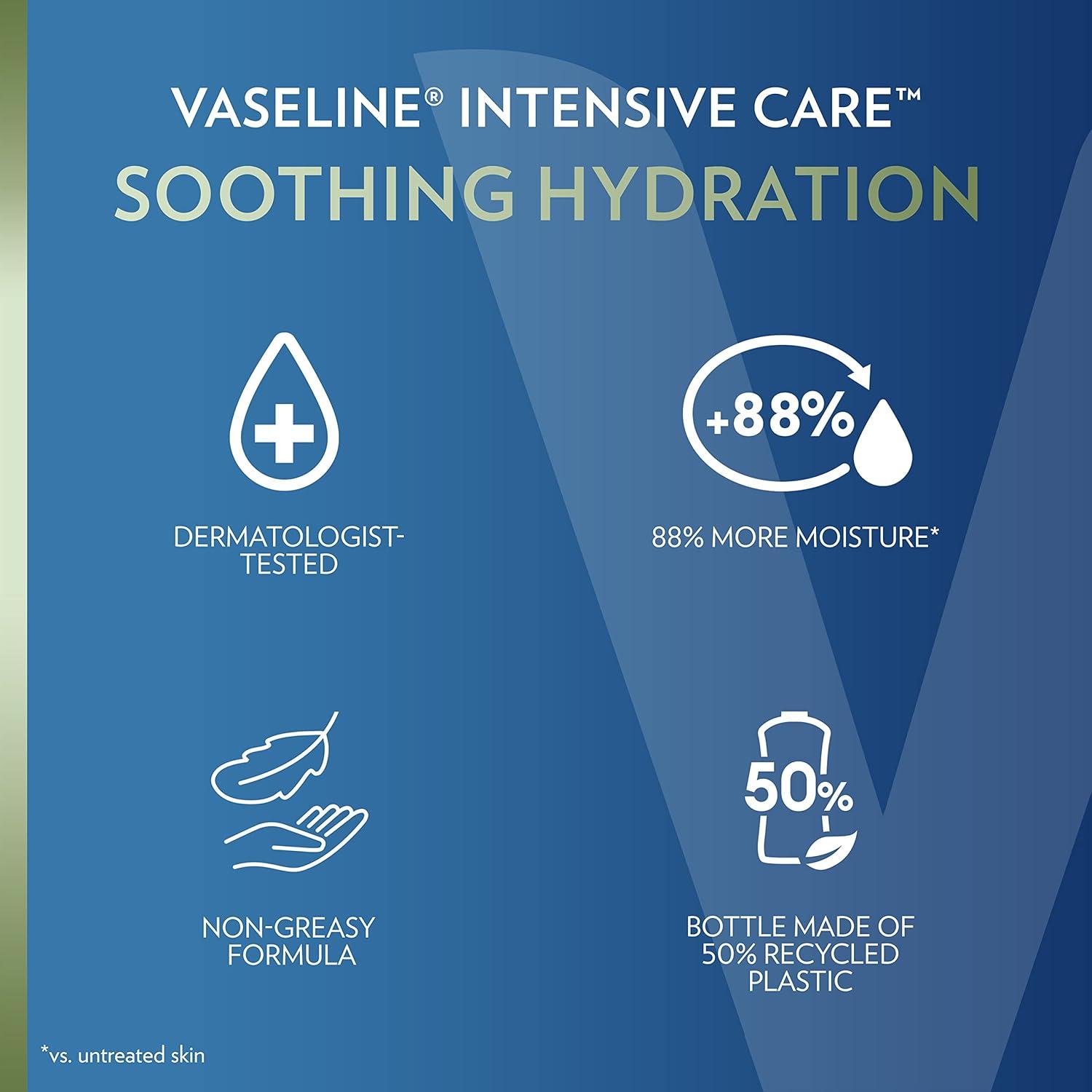 imageVaseline Intensive Care Body Lotion for Dry Skin Soothing Hydration Lotion Made with UltraHydrating Lipids 1 Aloe Vera Extract to Refresh Dehydrated Skin 203 oz Pack of 3 packaging May Vary203 Fl Oz Pack of 3