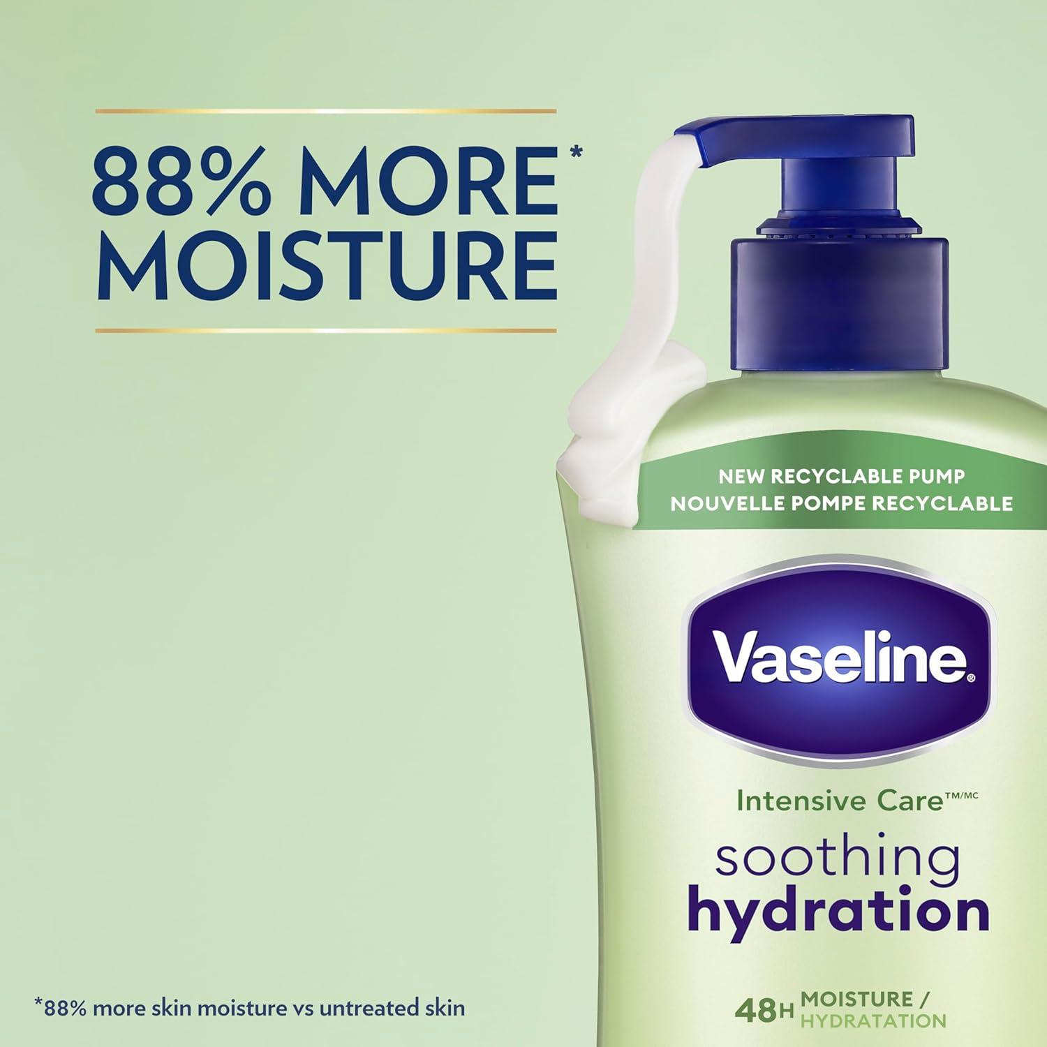 imageVaseline Intensive Care Body Lotion for Dry Skin Soothing Hydration Lotion Made with UltraHydrating Lipids 1 Aloe Vera Extract to Refresh Dehydrated Skin 203 oz Pack of 3 packaging May Vary203 Fl Oz Pack of 3