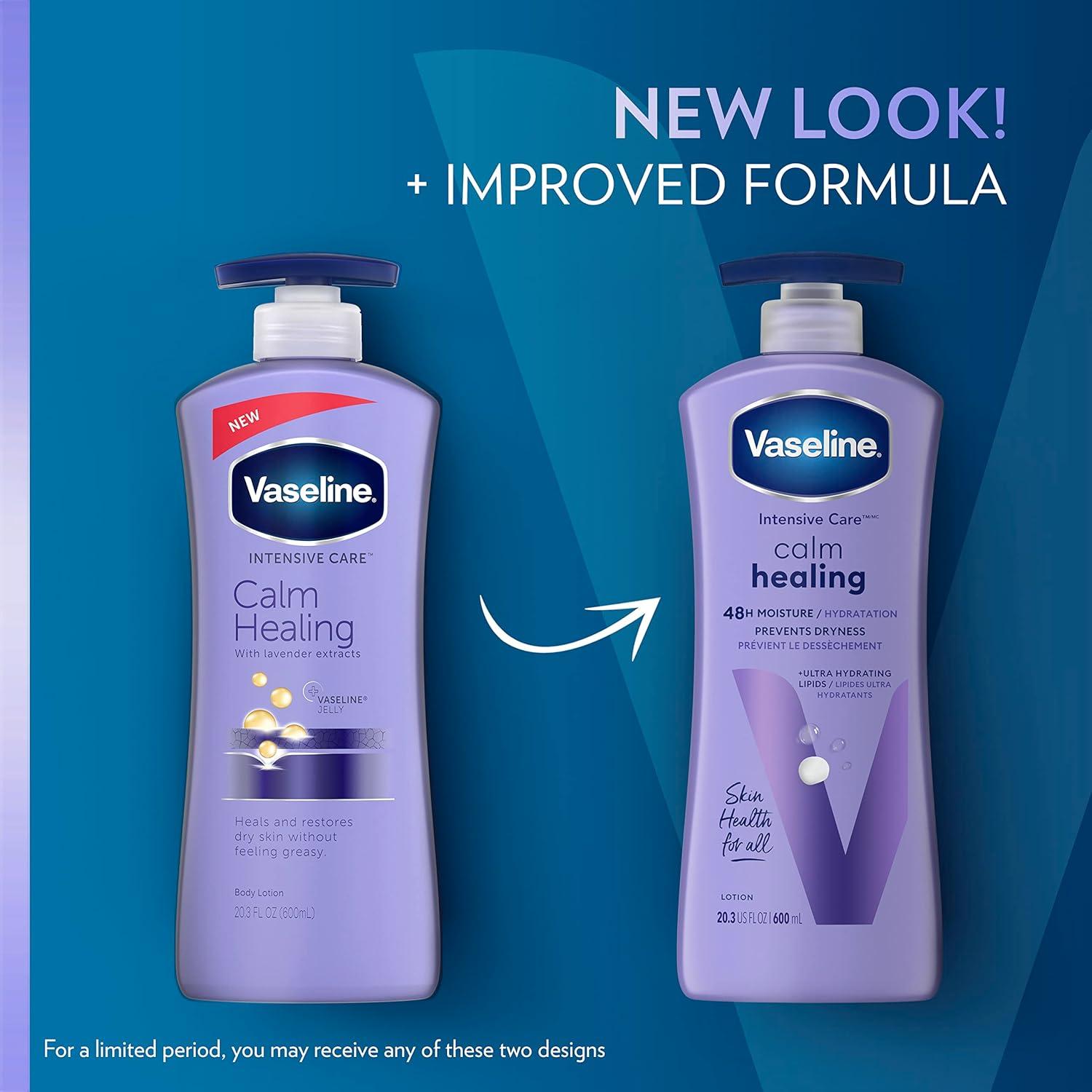 imageVaseline Intensive Care Calm Healing Body Lotion 4 Count for Dry Skin Lotion Made with UltraHydrating Lipids and Lavender Extract to Heal and Restore Dry Skin 203 Oz203 Fl Oz Pack of 4