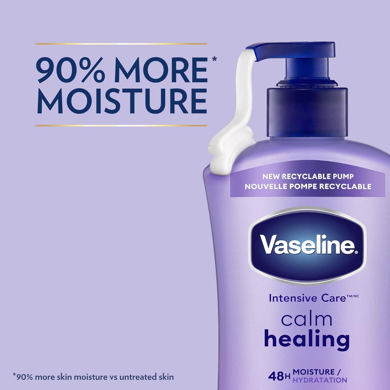 imageVaseline Intensive Care Calm Healing Body Lotion 4 Count for Dry Skin Lotion Made with UltraHydrating Lipids and Lavender Extract to Heal and Restore Dry Skin 203 Oz203 Fl Oz Pack of 3