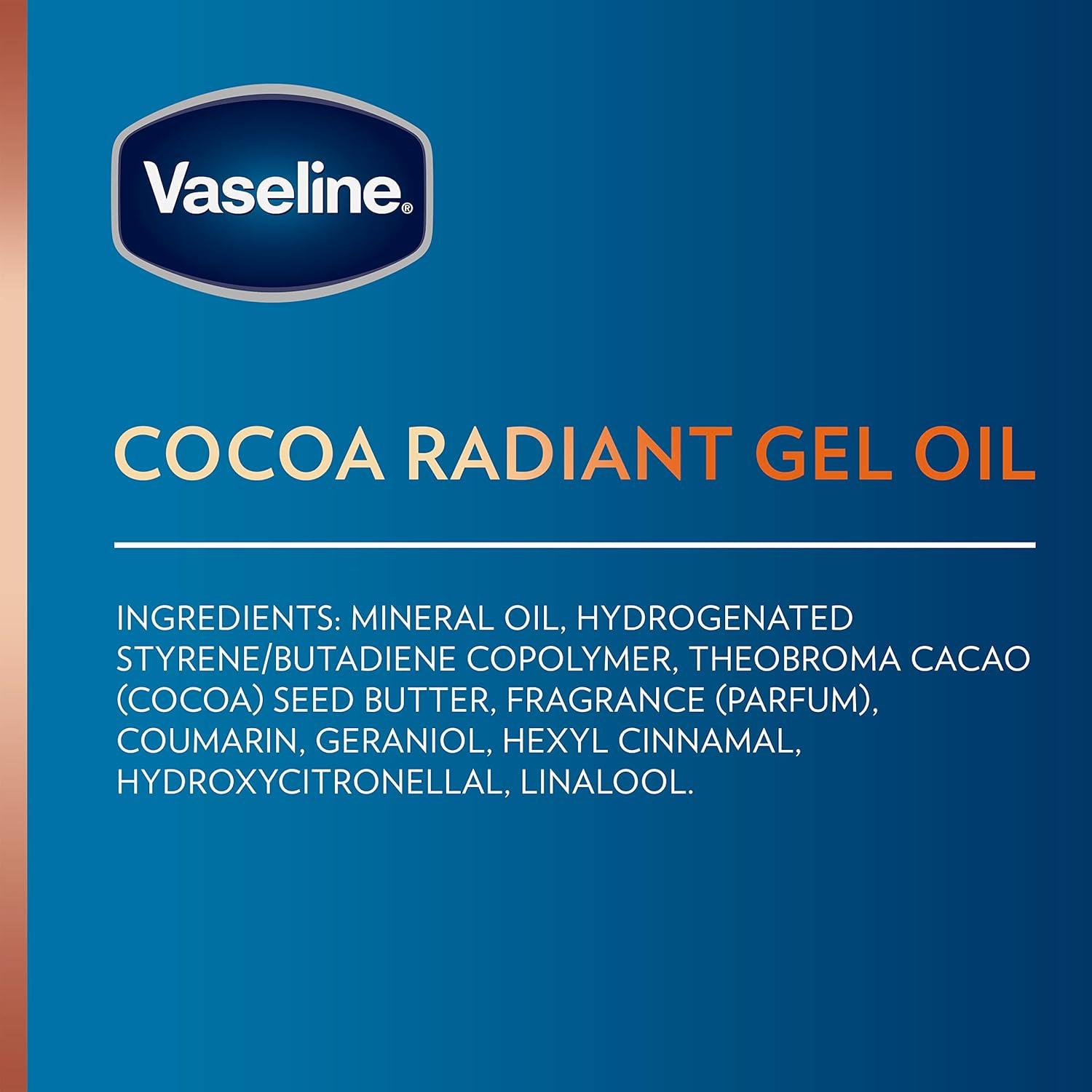 imageVaseline Intensive Care Cocoa Radiant Pack of 3 for Glowing Skin Body Gel Oil Made with Pure Cocoa Butter Replenishing Oils 68 ozFragranced
