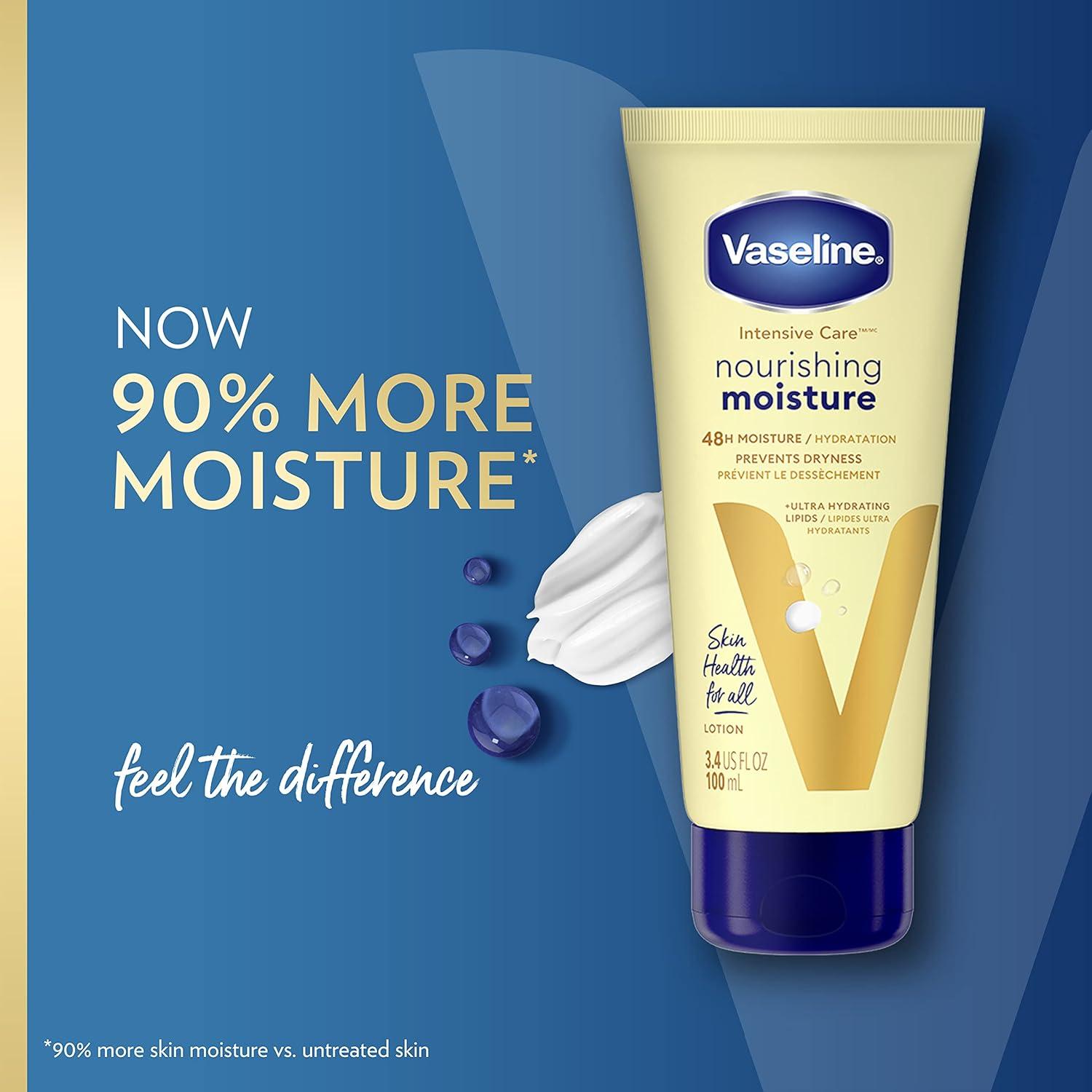 imageVaseline Intensive Care Nourishing Moisture Body Lotion 3 Pk Made with UltraHydrating Lipids Pure Oat Extract for Dry Skin for Nourished HealthyLooking Skin 203 oz34 Fl Oz Pack of 12