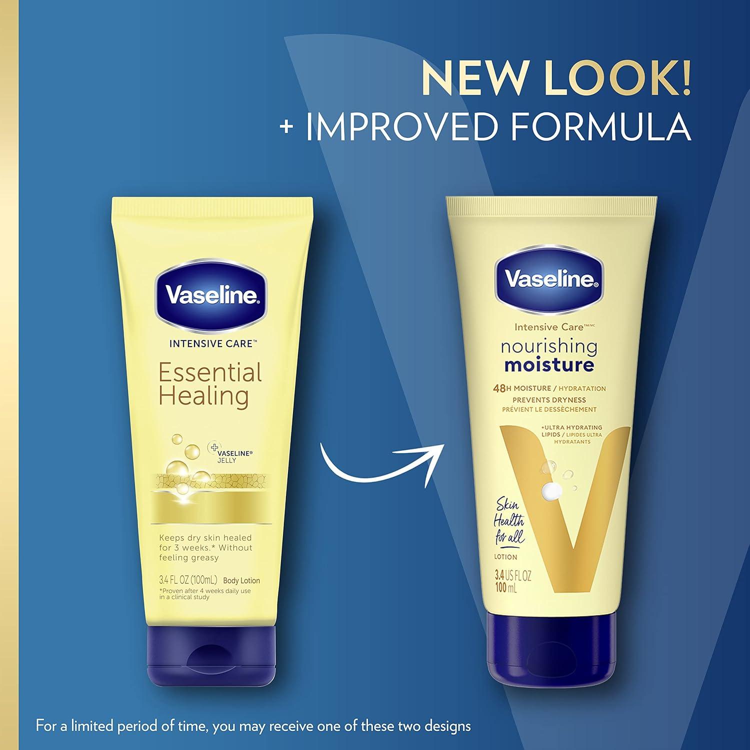 imageVaseline Intensive Care Nourishing Moisture Body Lotion 3 Pk Made with UltraHydrating Lipids Pure Oat Extract for Dry Skin for Nourished HealthyLooking Skin 203 oz34 Fl Oz Pack of 12