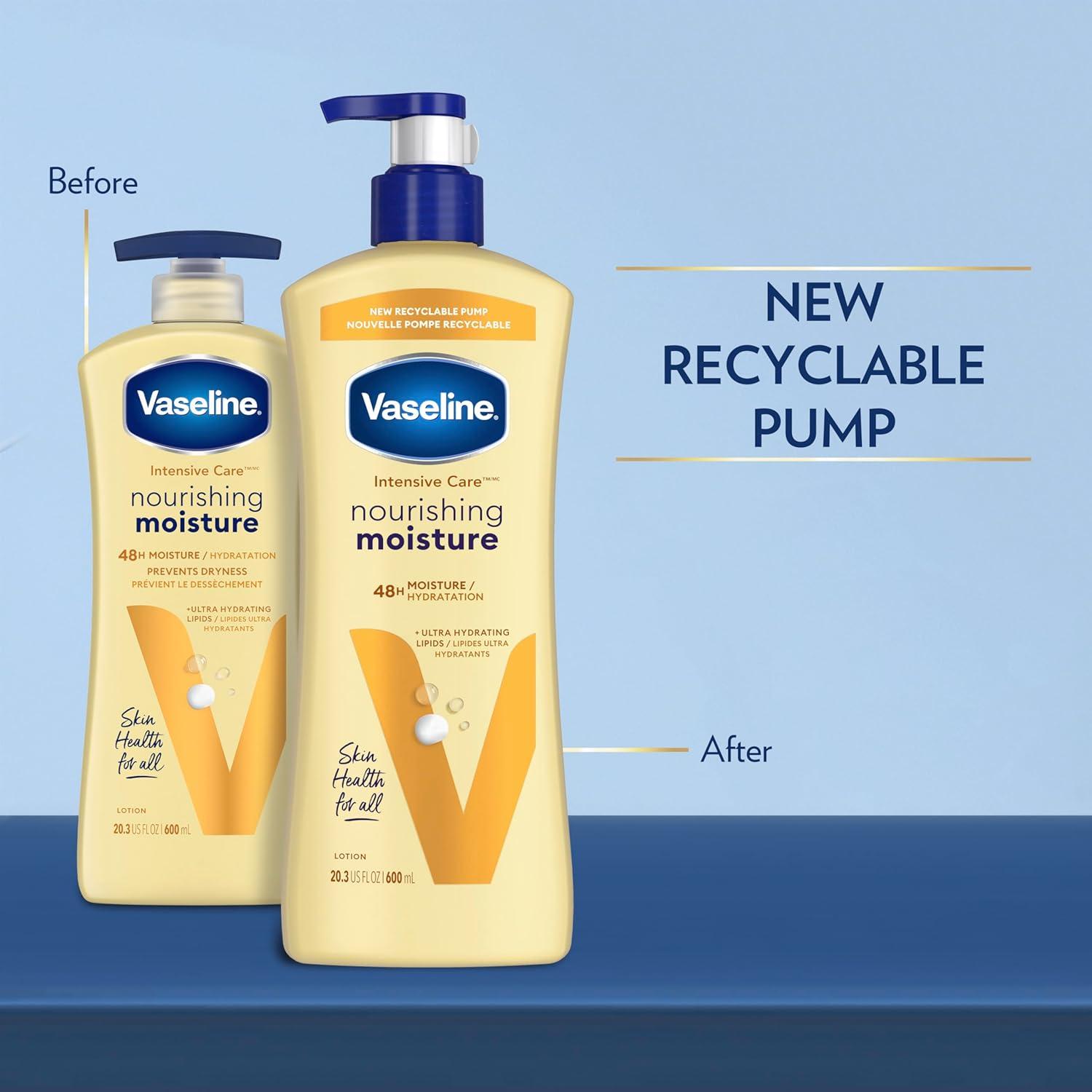 imageVaseline Intensive Care Nourishing Moisture Body Lotion 3 Pk Made with UltraHydrating Lipids Pure Oat Extract for Dry Skin for Nourished HealthyLooking Skin 203 oz203 Fl Oz Pack of 3