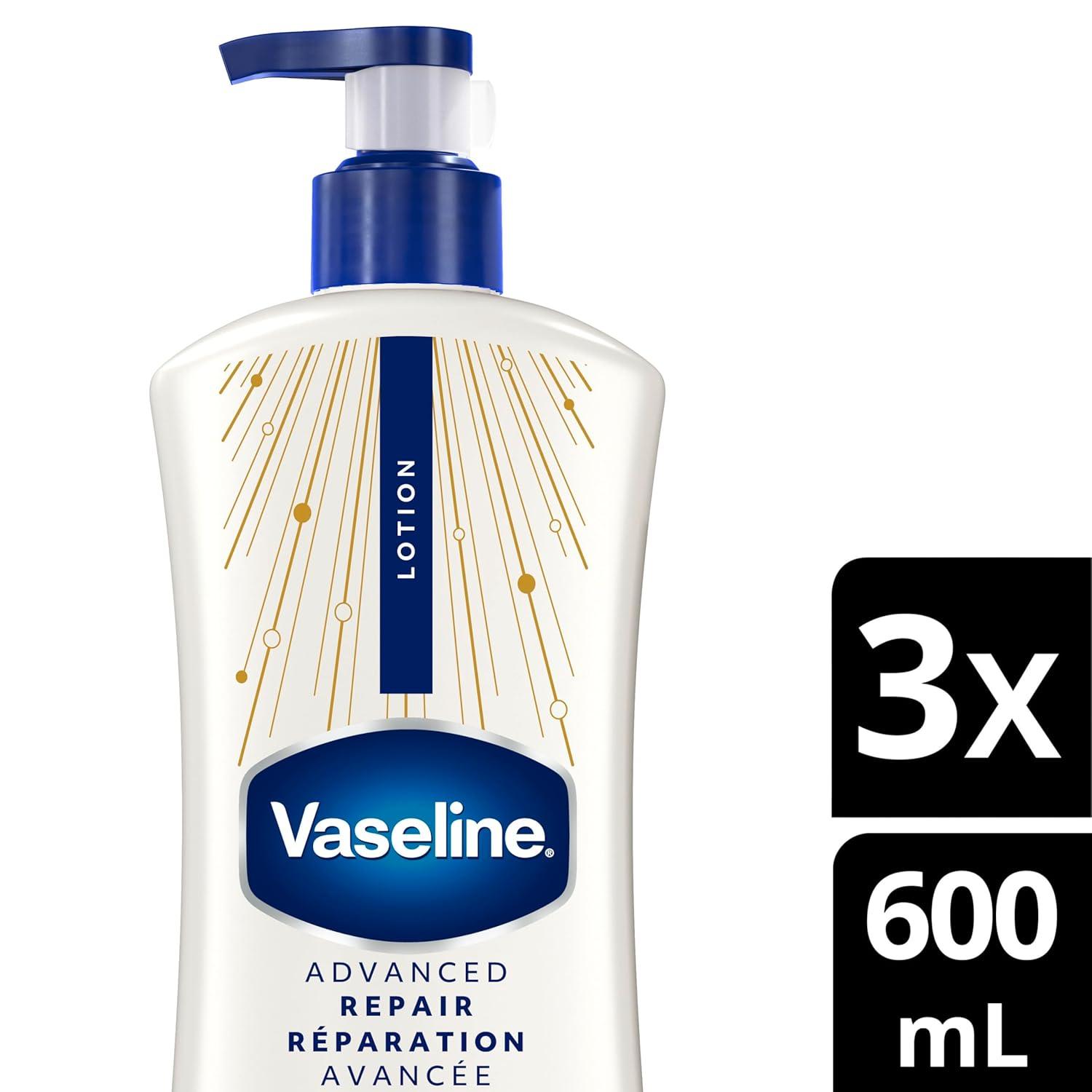 imageVaseline Intensive Care Unscented Advanced Repair Body Lotion UltraHydrating with Lipids for Extremely Dry Skin 203 oz Pack of 3Unscented