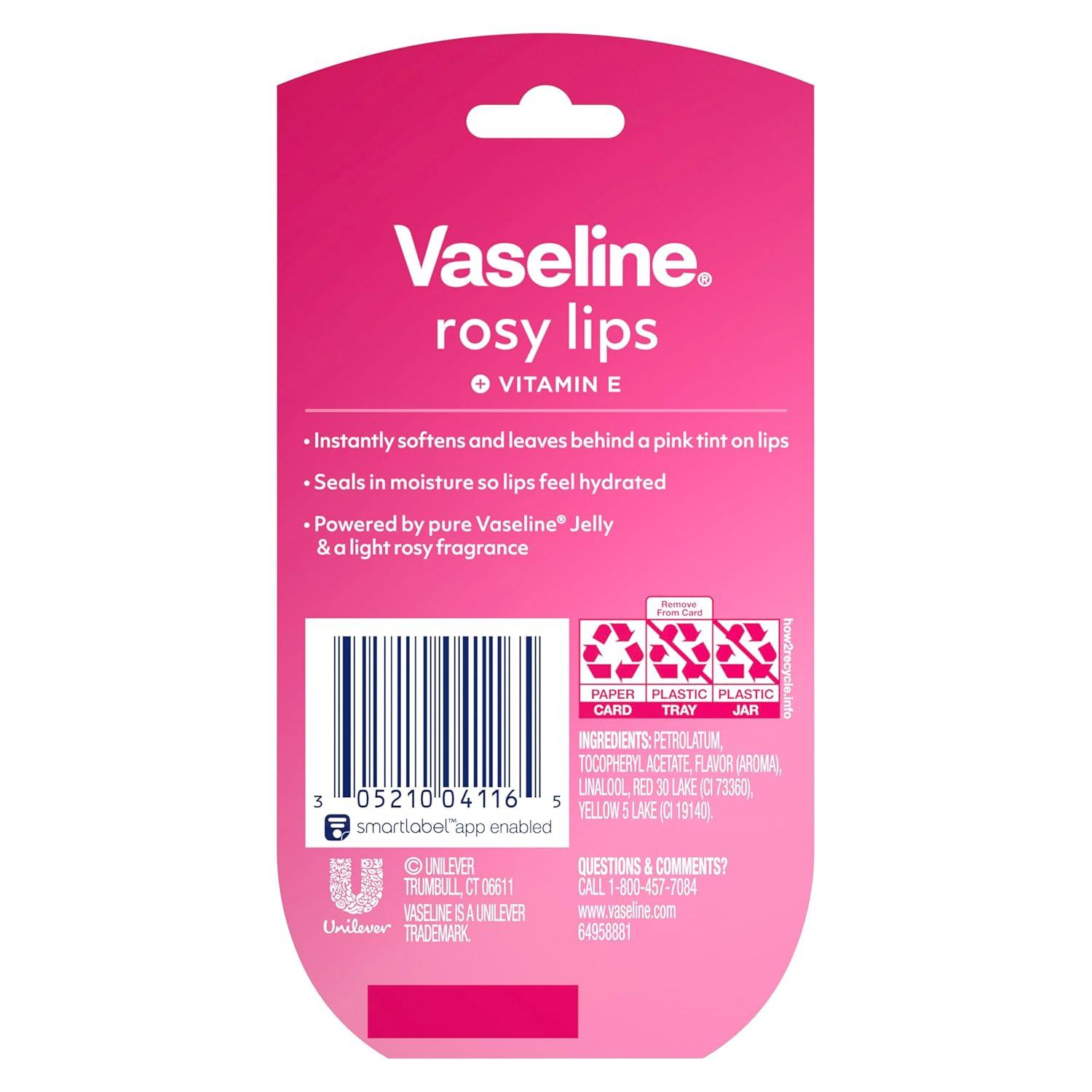 imageVaseline Lip Therapy 2 ct Rosy Lips Mini For Dry Chapped Lips Moisturizing Tinted Lip Balm 05 oz