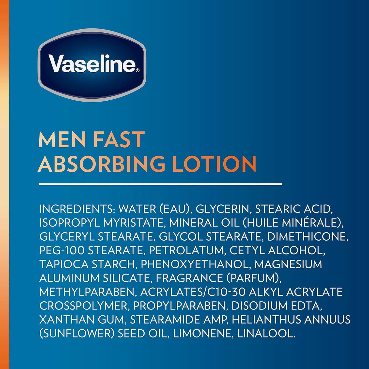 imageVaseline Mens Healing Moisture Hand amp Body Lotion For Dry or Cracked Skin Fast Absorbing NonGreasy Lotion for Men 203 oz Pack of 3203 Fl Oz Pack of 4