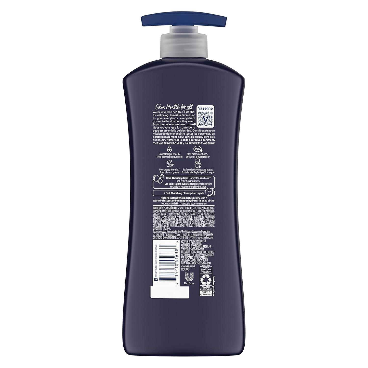 imageVaseline Mens Healing Moisture Hand amp Body Lotion For Dry or Cracked Skin Fast Absorbing NonGreasy Lotion for Men 203 oz Pack of 3203 Fl Oz Pack of 4