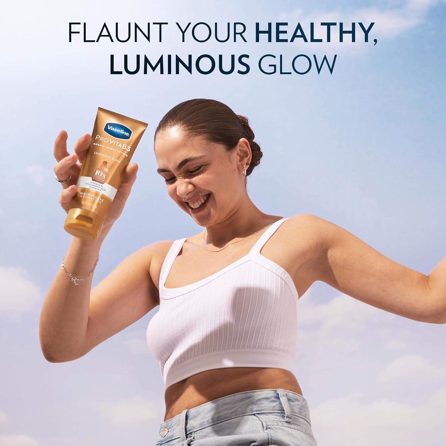imageVaseline Pro VitaB3 Skin Care Serum Burst for Healthy Glowing Skin Luminous Glow amp Supple amp Soft 10x Antioxidant Power of Vitamin C with Vitamin B3 Hyaluronic Acid 75 fl oz 2PkLuminous Soft