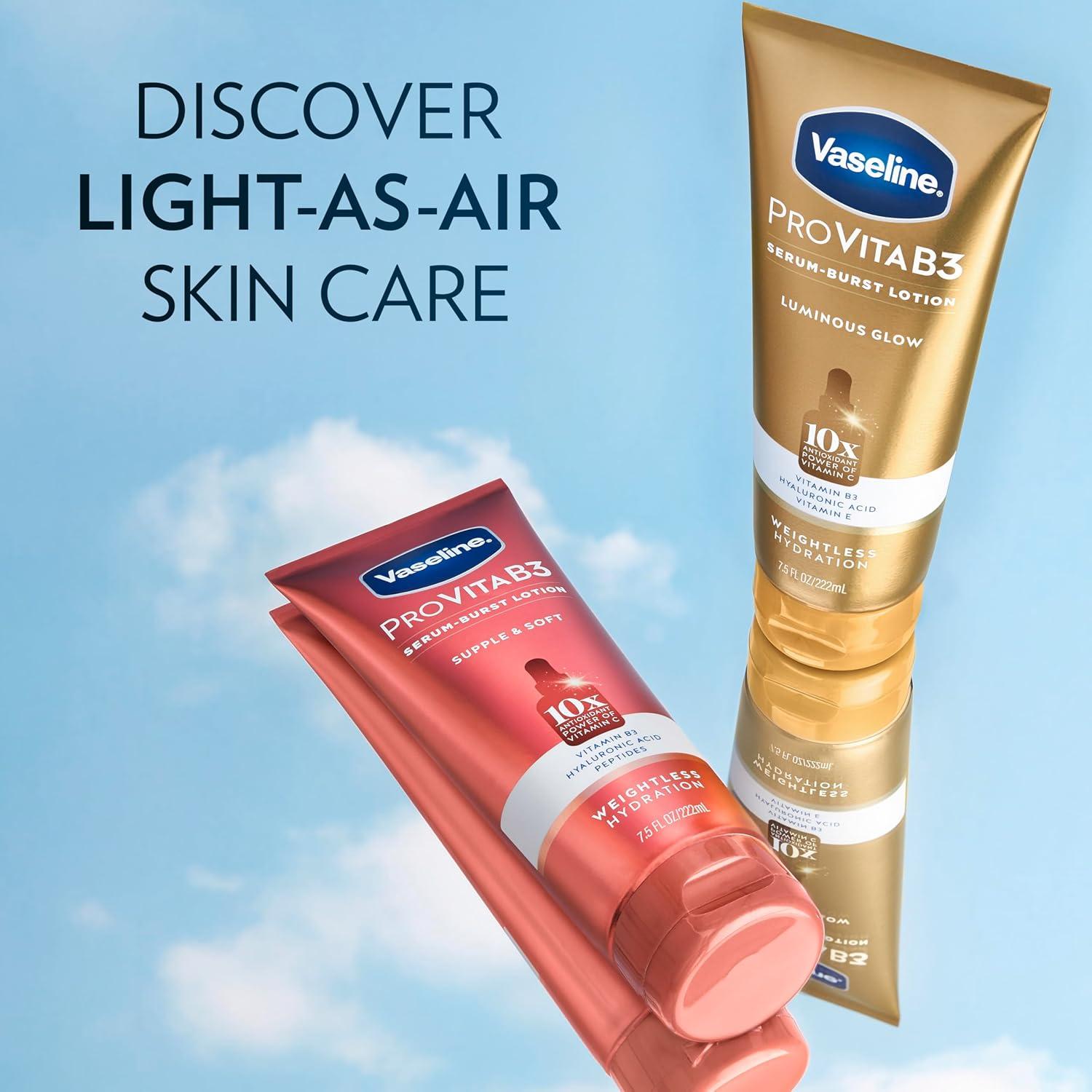 imageVaseline Pro VitaB3 Skin Care Serum Burst for Healthy Glowing Skin Luminous Glow amp Supple amp Soft 10x Antioxidant Power of Vitamin C with Vitamin B3 Hyaluronic Acid 75 fl oz 2PkSupple Soft
