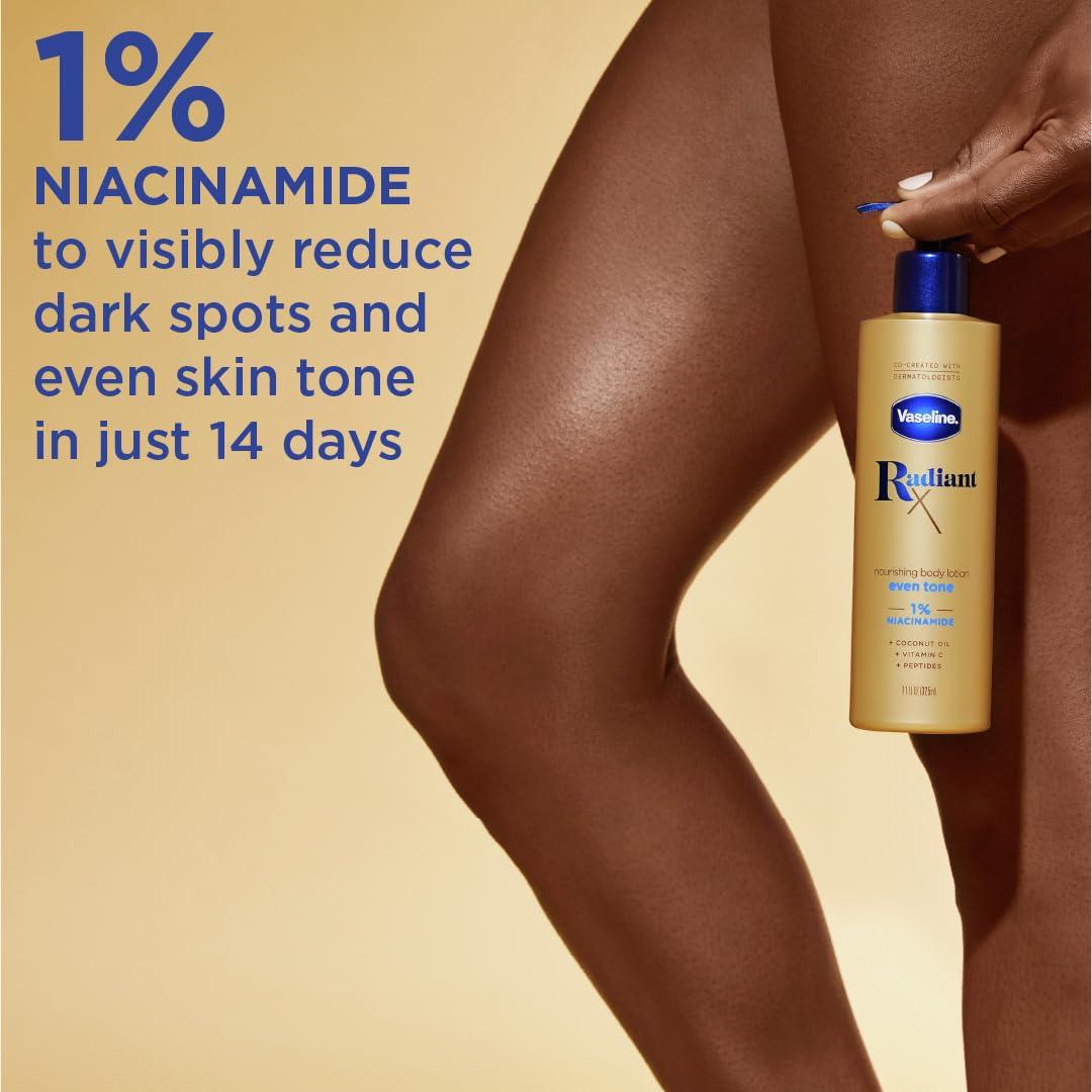 imageVaseline Radiant X Even Tone Nourishing Body Lotion With 1 Niacinamide Coconut Oil Vitamin C amp Peptides 11 ozSkin Moisturizer