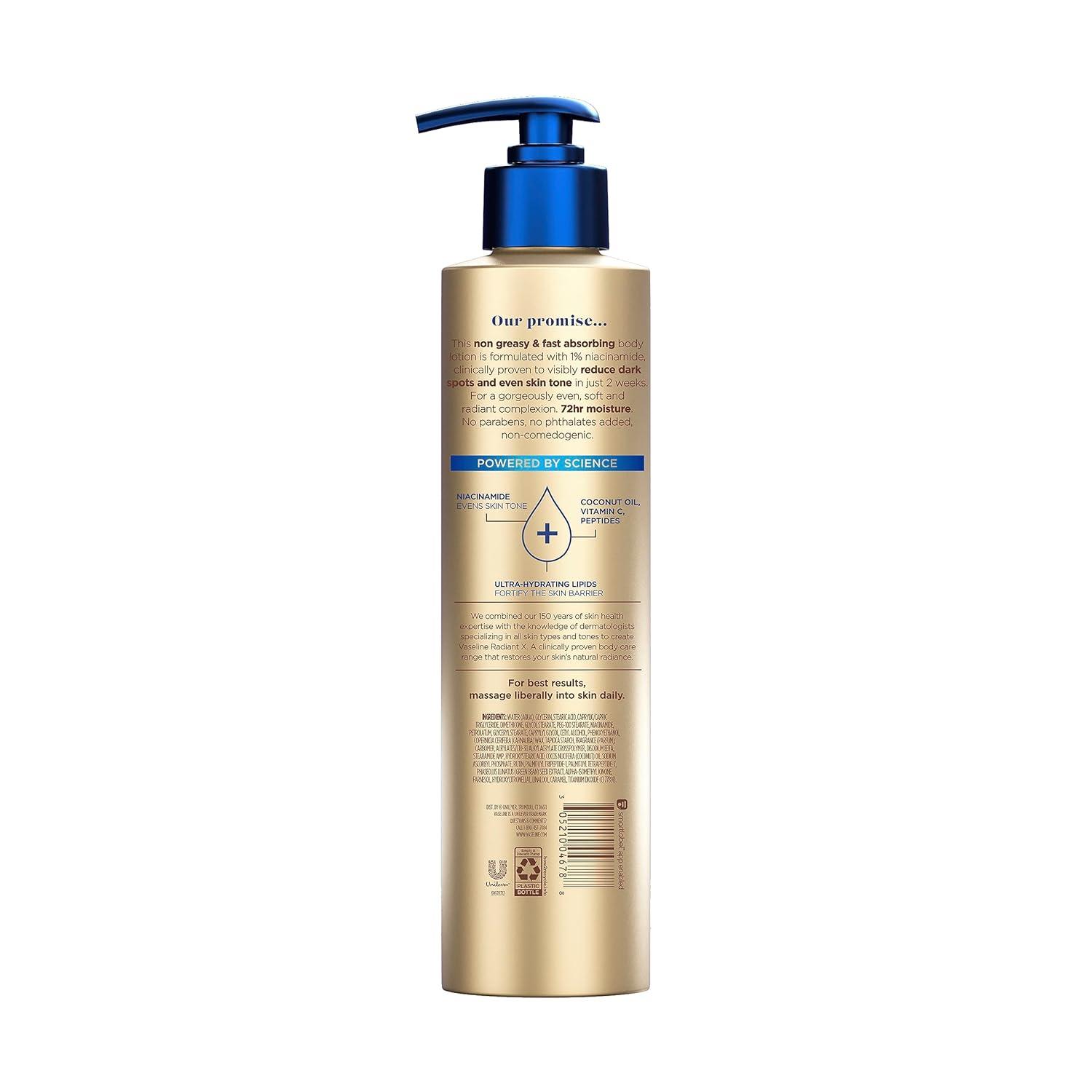 imageVaseline Radiant X Even Tone Nourishing Body Lotion With 1 Niacinamide Coconut Oil Vitamin C amp Peptides 11 ozSkin Moisturizer
