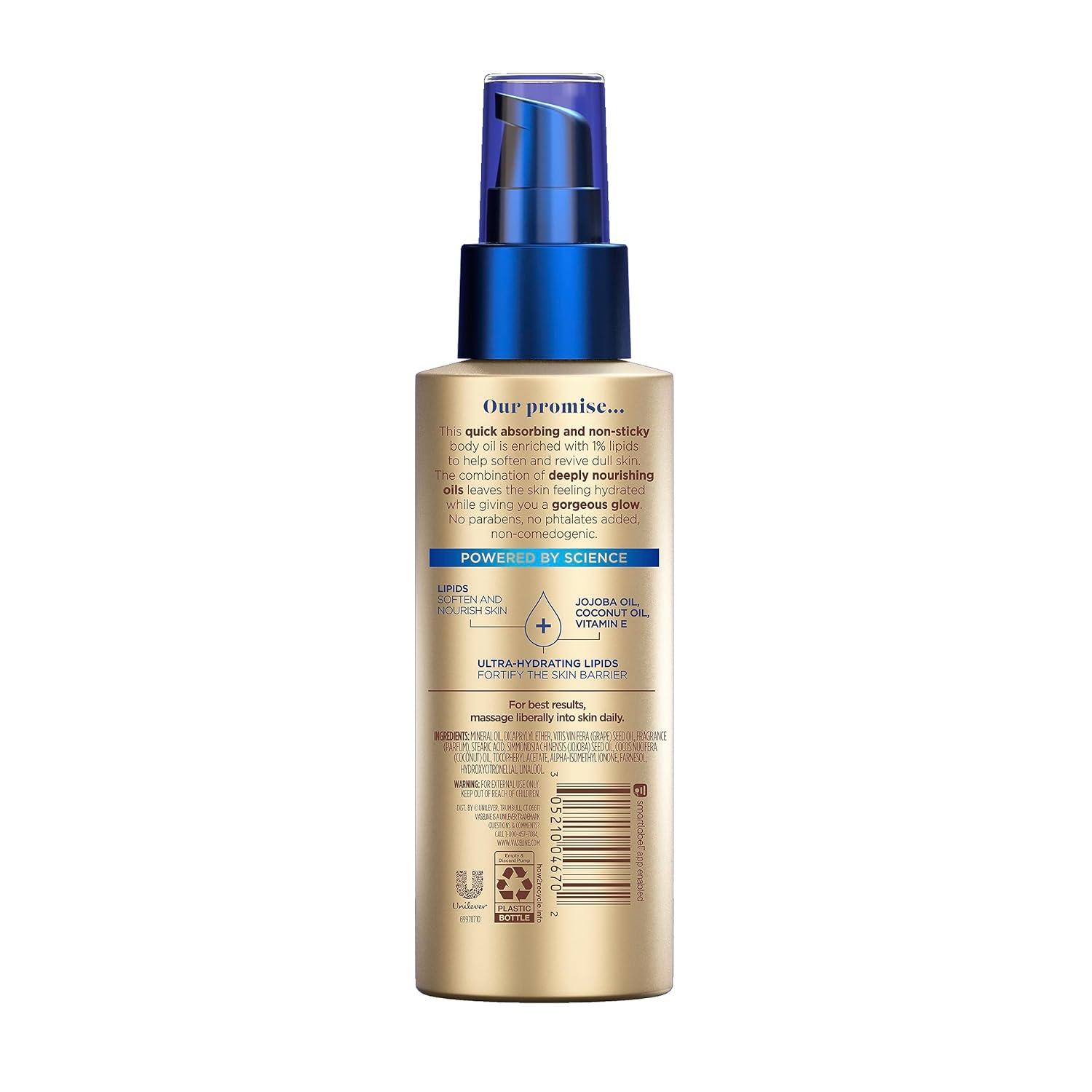 imageVaseline Radiant X Replenishing and Hydrating Body Oil with 1 Lipids Jojoba Oil Coconut Oil amp Vitamin E 37 oz37 Fl Oz Pack of 2