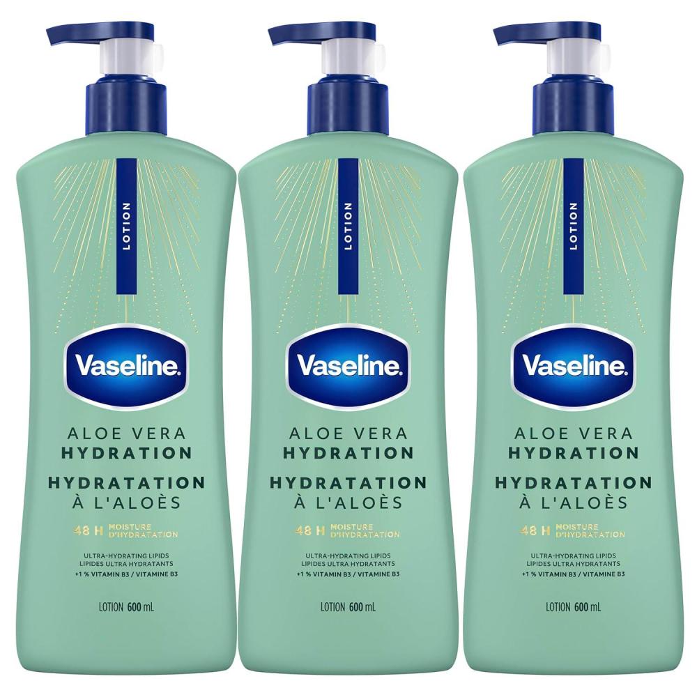 imageVaseline Intensive Care Body Lotion for Dry Skin Soothing Hydration Lotion Made with UltraHydrating Lipids 1 Aloe Vera Extract to Refresh Dehydrated Skin 203 oz Pack of 3 packaging May Vary203 Fl Oz Pack of 3