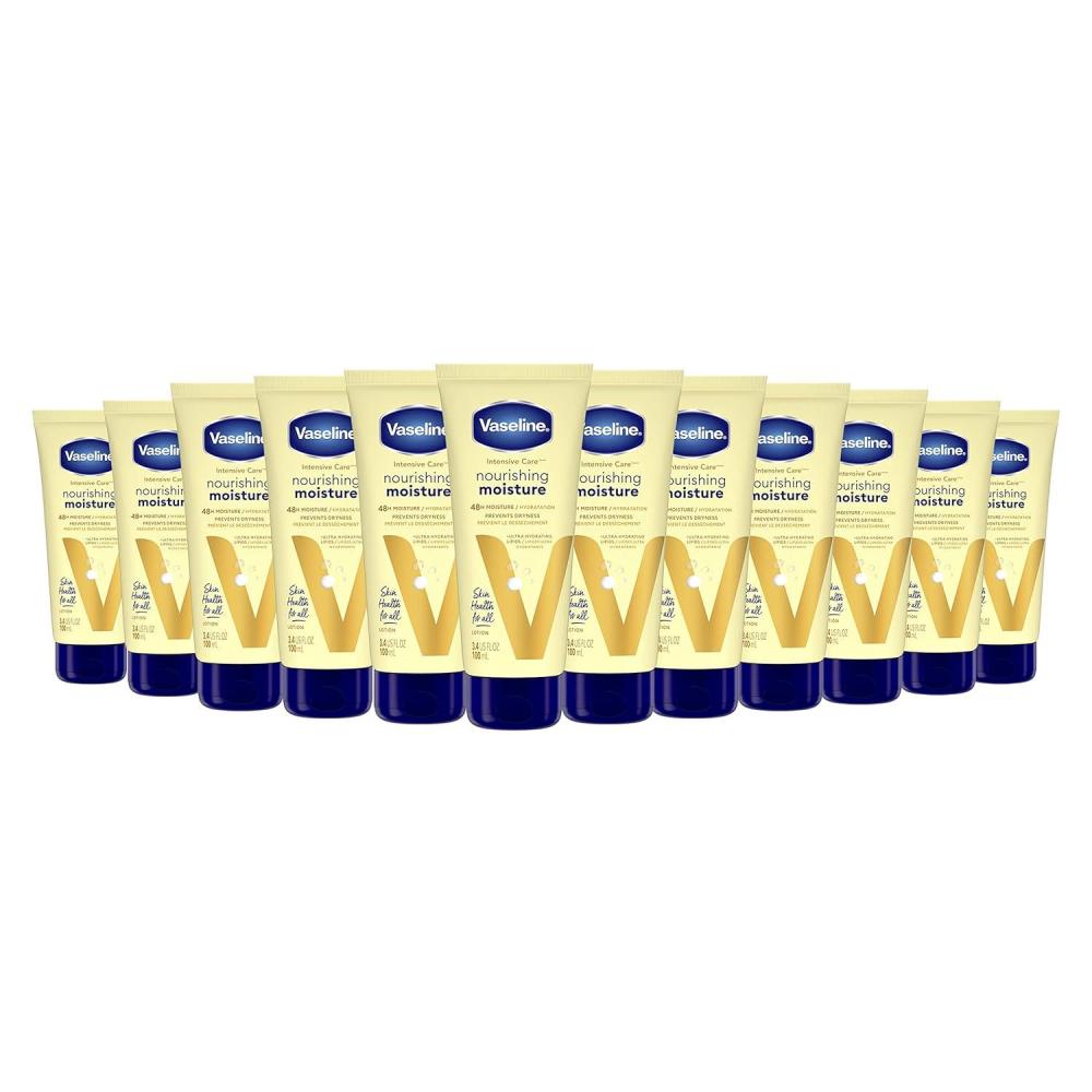 imageVaseline Intensive Care Nourishing Moisture Body Lotion 3 Pk Made with UltraHydrating Lipids Pure Oat Extract for Dry Skin for Nourished HealthyLooking Skin 203 oz34 Fl Oz Pack of 12