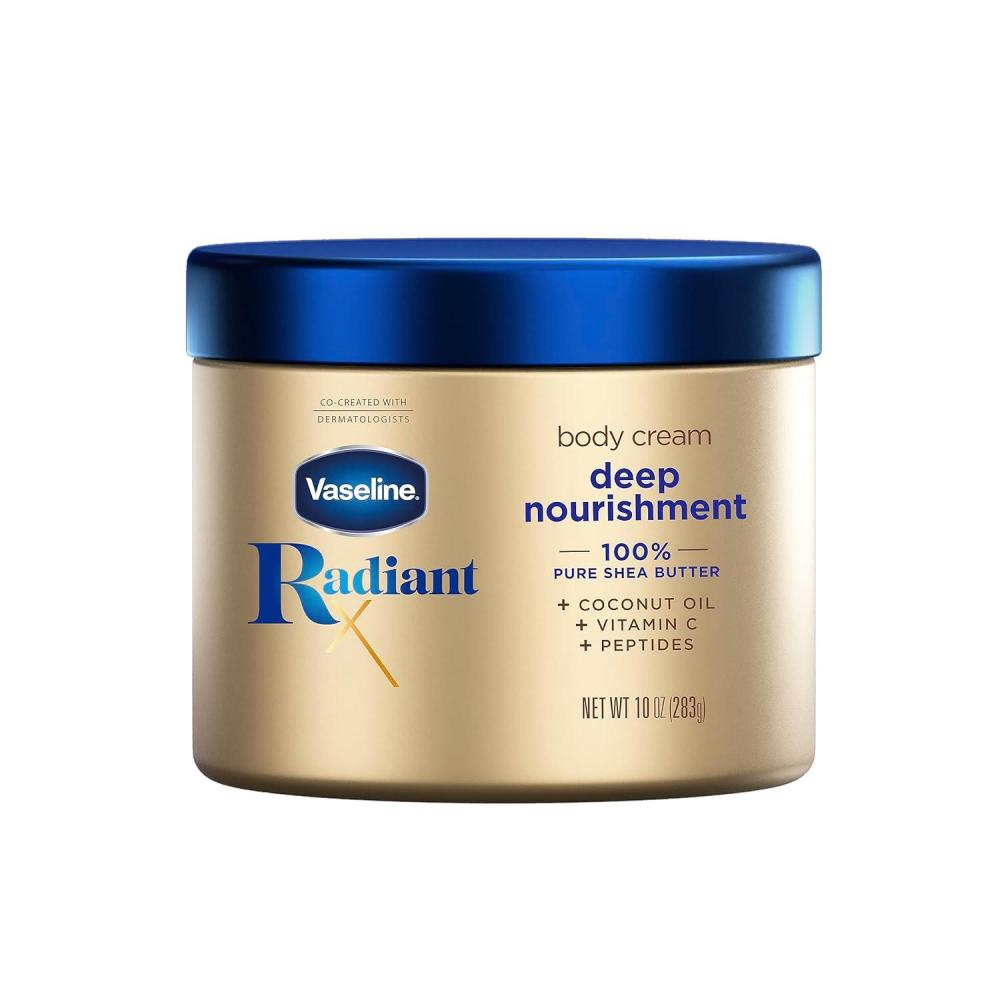 imageVaseline Radiant X Deep Nourishment Body Cream 100 Pure Shea Butter Coconut Oil Vitamin C amp Peptides 10 ozSkin moisturizer