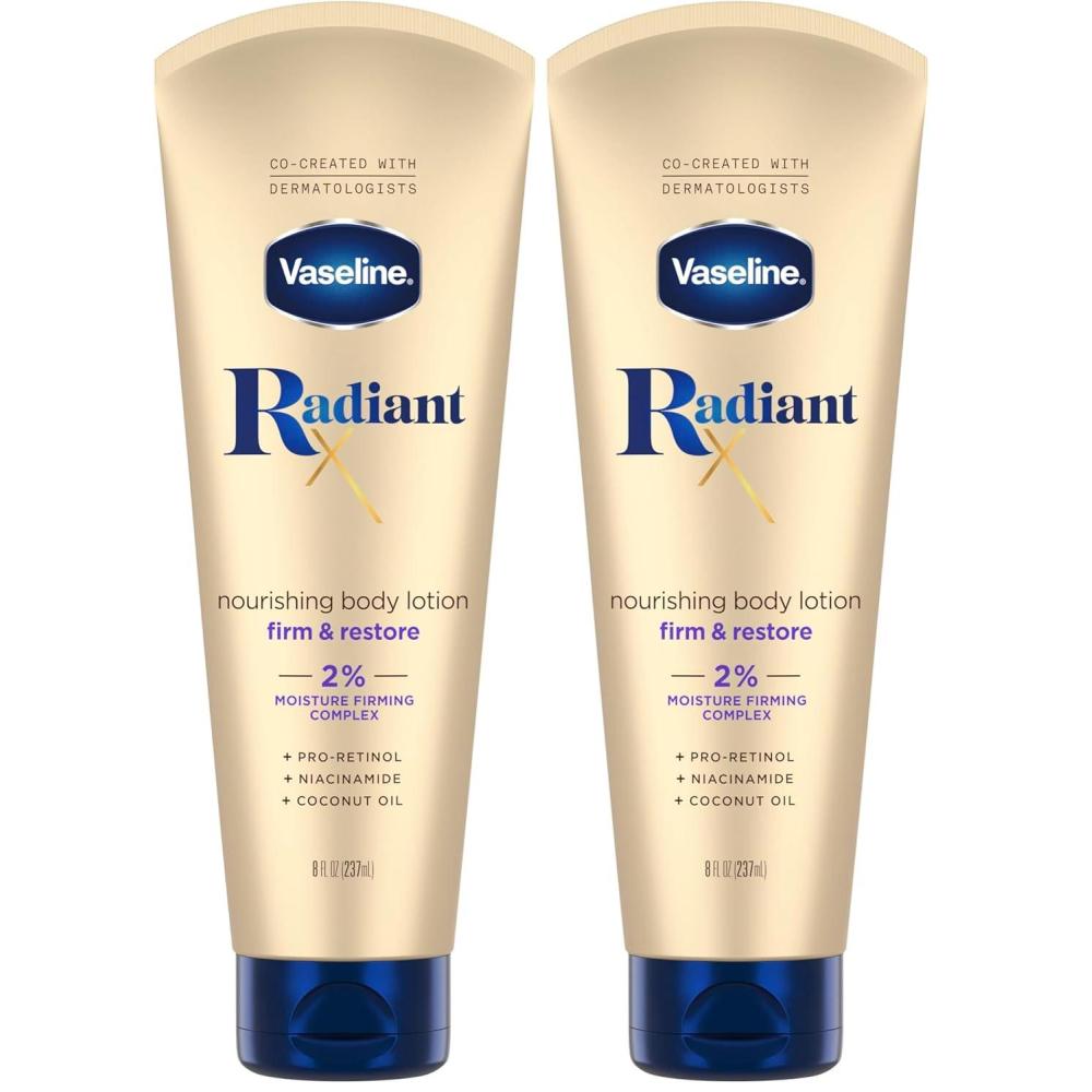 imageVaseline Radiant X Firm amp Restore with ProRetinol Niacinamide amp Coconut Oil Nourishing Body Lotion 8 oz8 Fl Oz Pack of 2