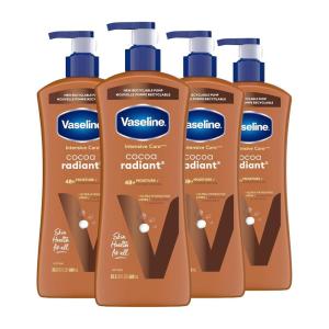 Vaseline Intensive Care Body Lotion Cocoa Radiant 3 count for Dry Skin Lotion Made with Ultra-Hydrating Lipids and Pure Cocoa Butter for a Long-Lasting, Radiant Glow 20.3 Oz(20.3 Fl Oz (Pack of 4))
