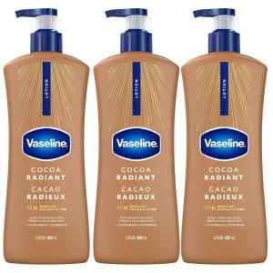 Vaseline Intensive Care Body Lotion Cocoa Radiant 3 count for Dry Skin Lotion Made with Ultra-Hydrating Lipids and Pure Cocoa Butter for a Long-Lasting, Radiant Glow 20.3 Oz(20.3 Fl Oz (Pack of 3))