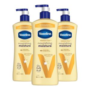 Vaseline Intensive Care Nourishing Moisture Body Lotion 3 Pk Made with Ultra-Hydrating Lipids + Pure Oat Extract for Dry Skin, for Nourished, Healthy-Looking Skin 20.3 oz(20.3 Fl Oz (Pack of 3))