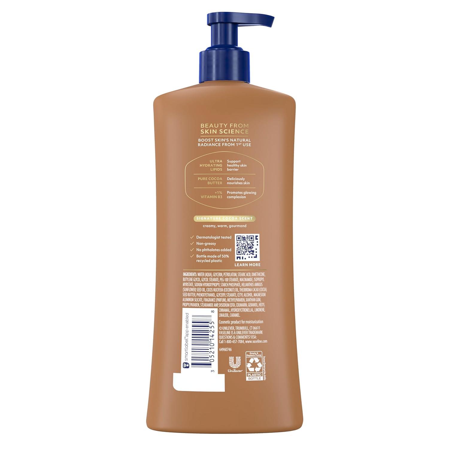 imageVaseline Intensive Care Body Lotion Cocoa Radiant for Dry Skin Lotion Made with UltraHydrating Lipids and Pure Cocoa Butter for a LongLasting Radiant Glow 32 Fl ozBROWN