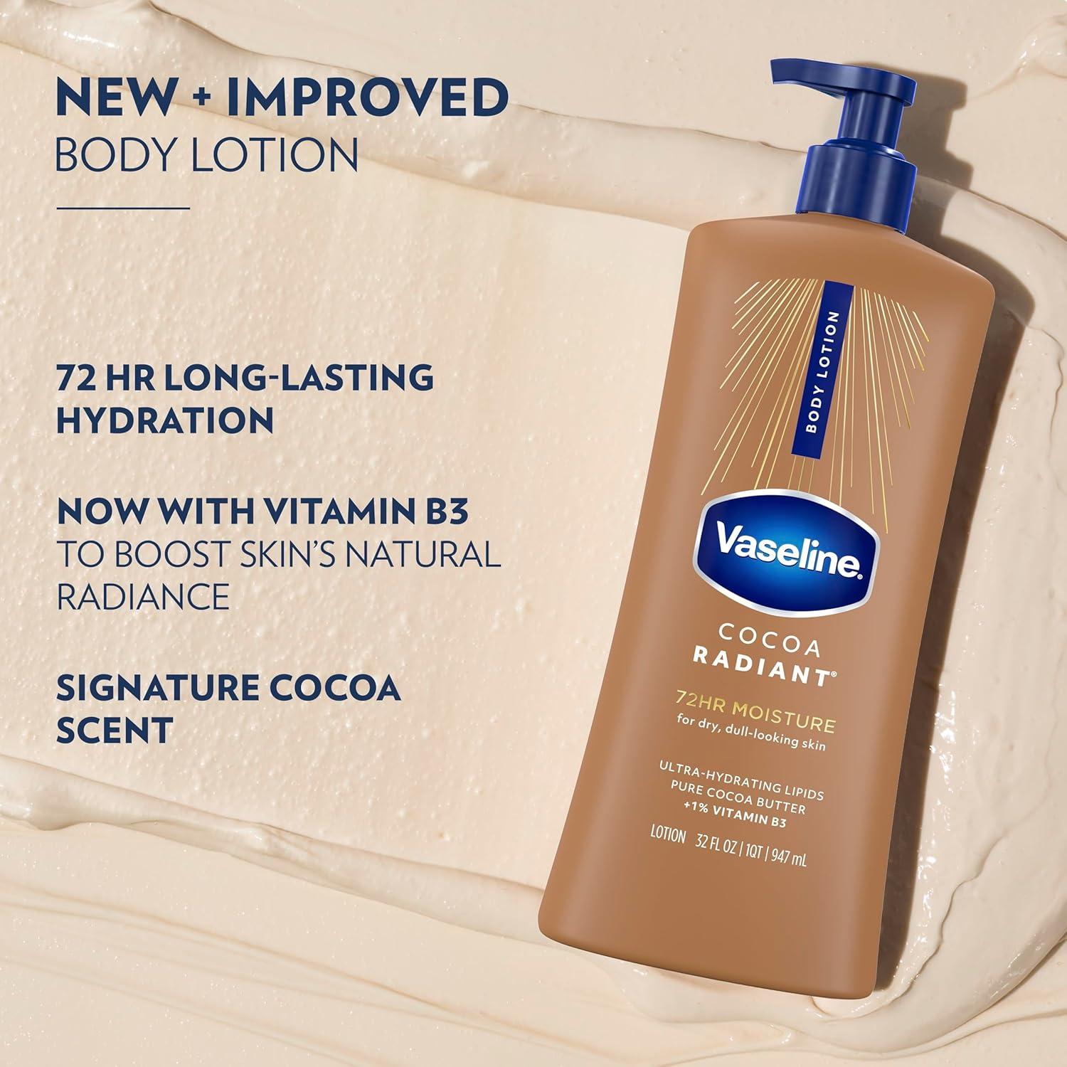 imageVaseline Intensive Care Body Lotion Cocoa Radiant for Dry Skin Lotion Made with UltraHydrating Lipids and Pure Cocoa Butter for a LongLasting Radiant Glow 32 Fl ozBROWN