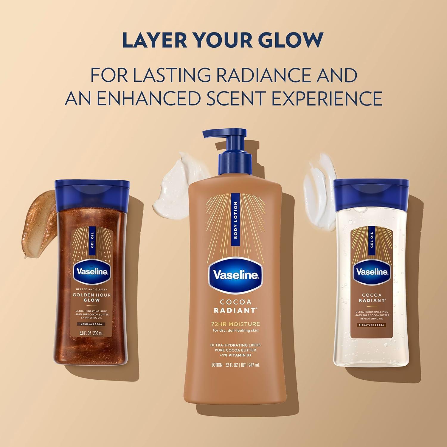 imageVaseline Intensive Care Body Lotion Cocoa Radiant for Dry Skin Lotion Made with UltraHydrating Lipids and Pure Cocoa Butter for a LongLasting Radiant Glow 32 Fl ozBROWN