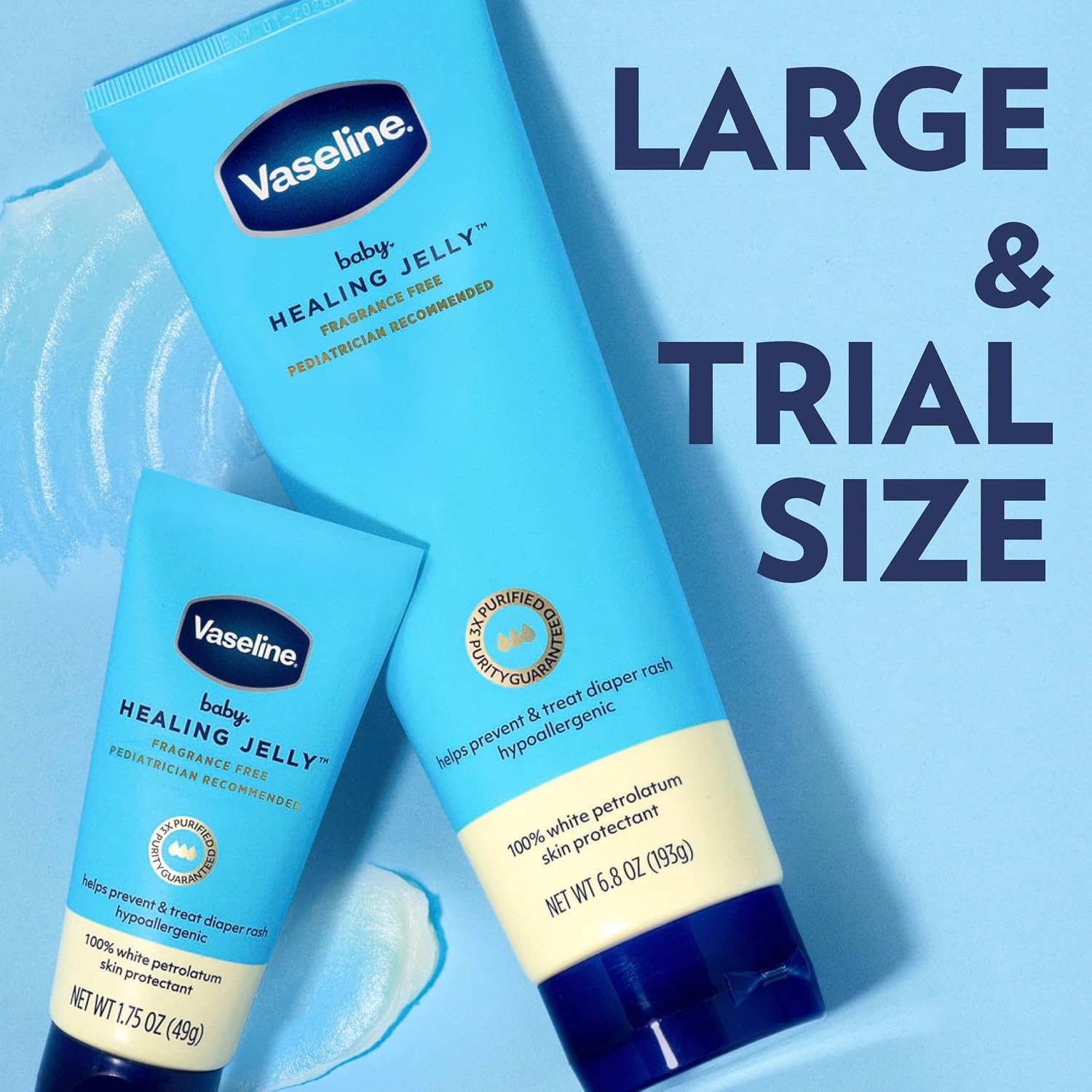 image:imageVaseline Baby Petroleum Healing Jelly Tube for Diaper Rash amp Dry Skin 68oz68 Ounce Pack of 1
